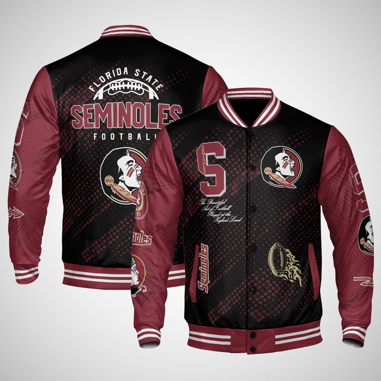 florida state seminoles varsity jacket baseball jacket all over print wf pbues