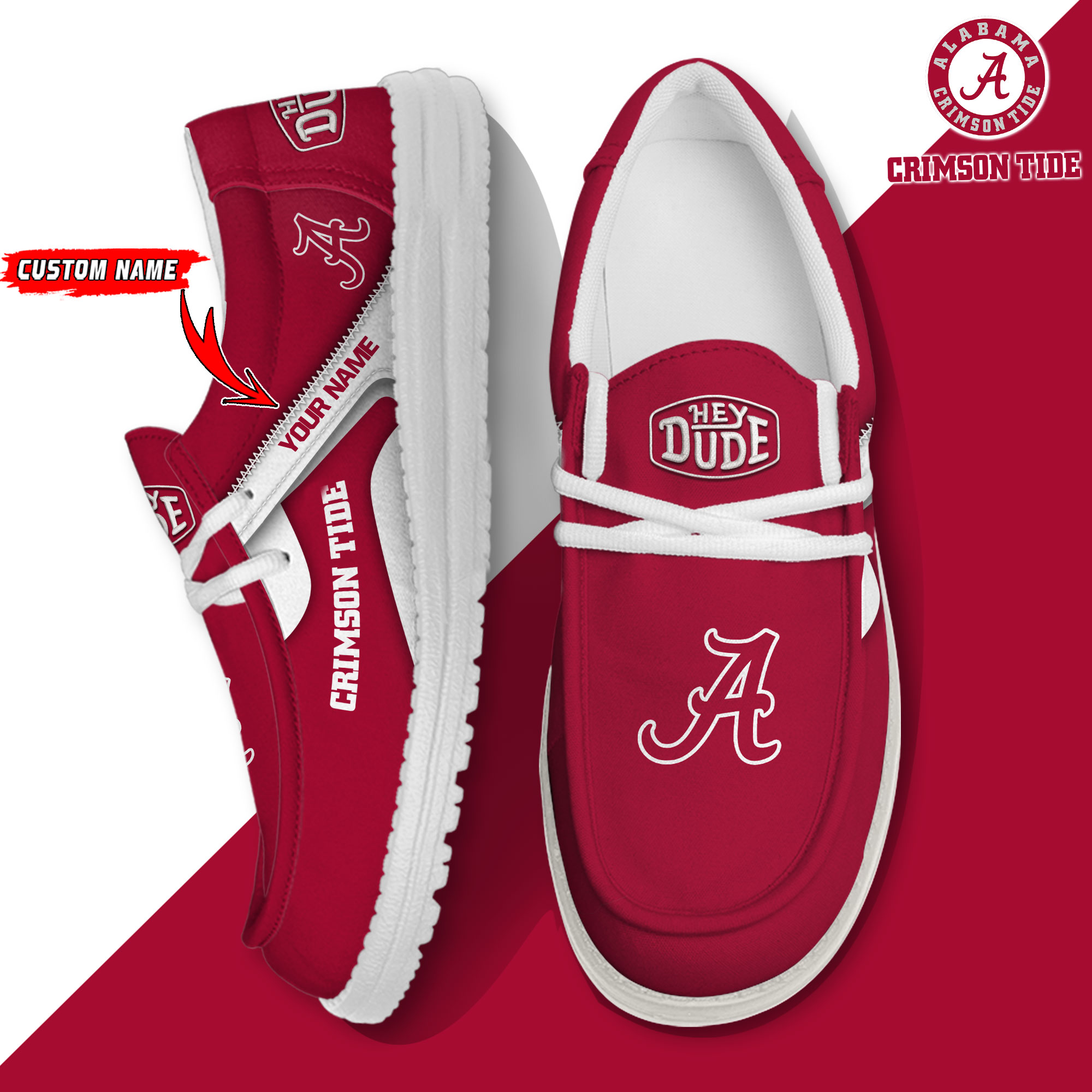 footwearelite alabama crimson tide custom name hey dude shoes 48ub1