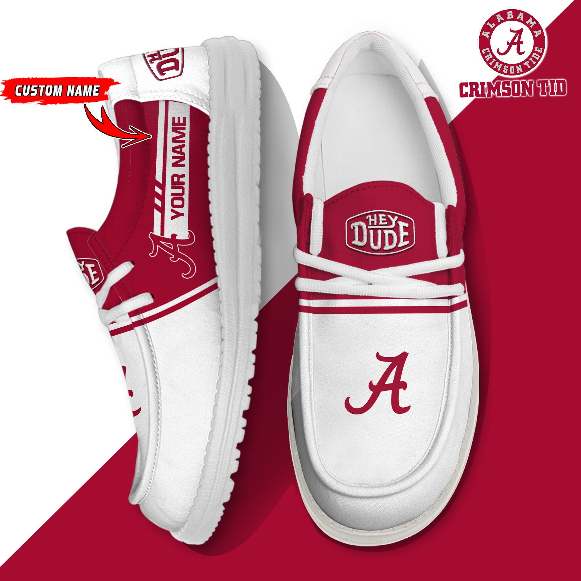 footwearelite alabama crimson tide custom name hey dude shoes d3yi3