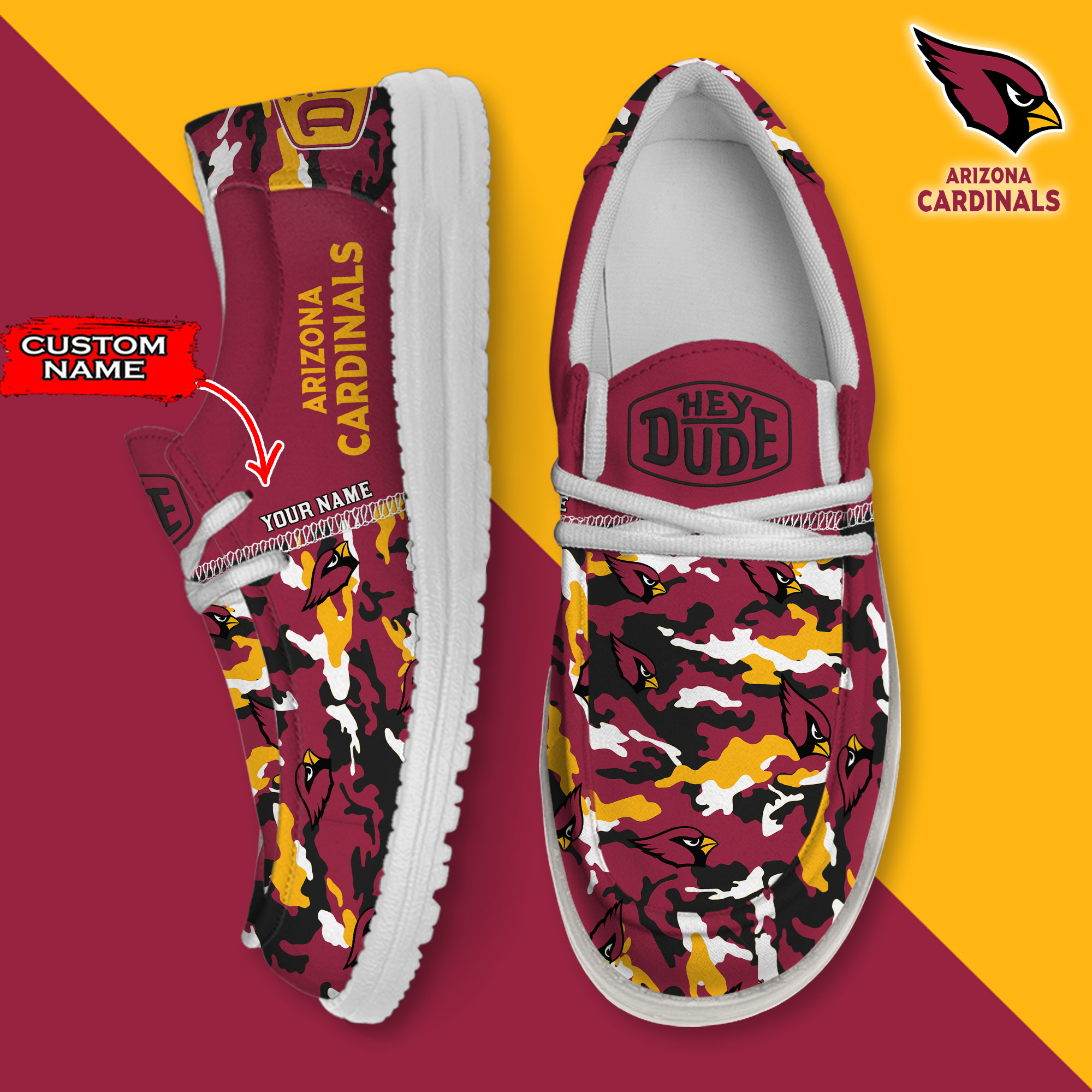 footwearelite arizona cardinals custom name hey dude shoes higkh