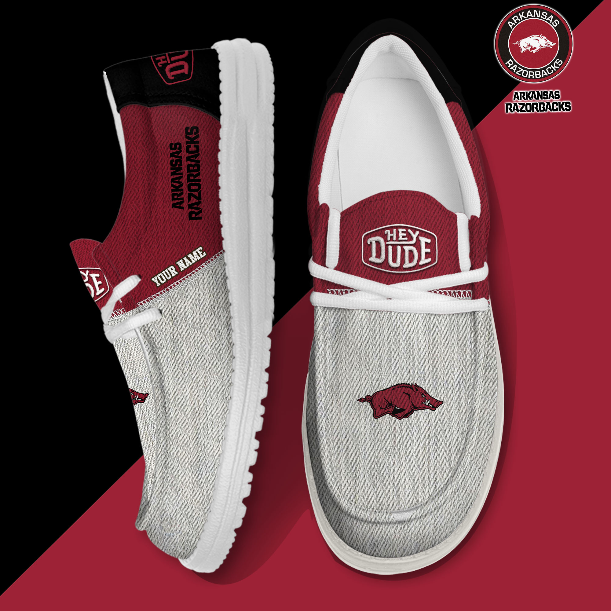 footwearelite arkansas razorbacks custom name hey dude shoes 3pzjy