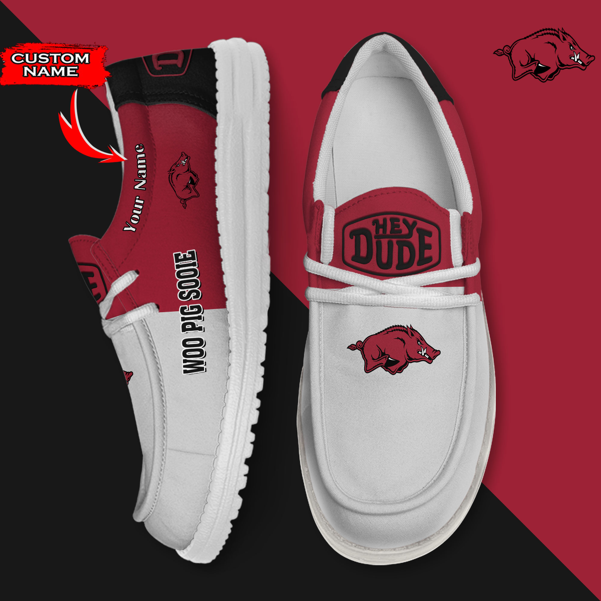 footwearelite arkansas razorbacks custom name hey dude shoes 9hfse