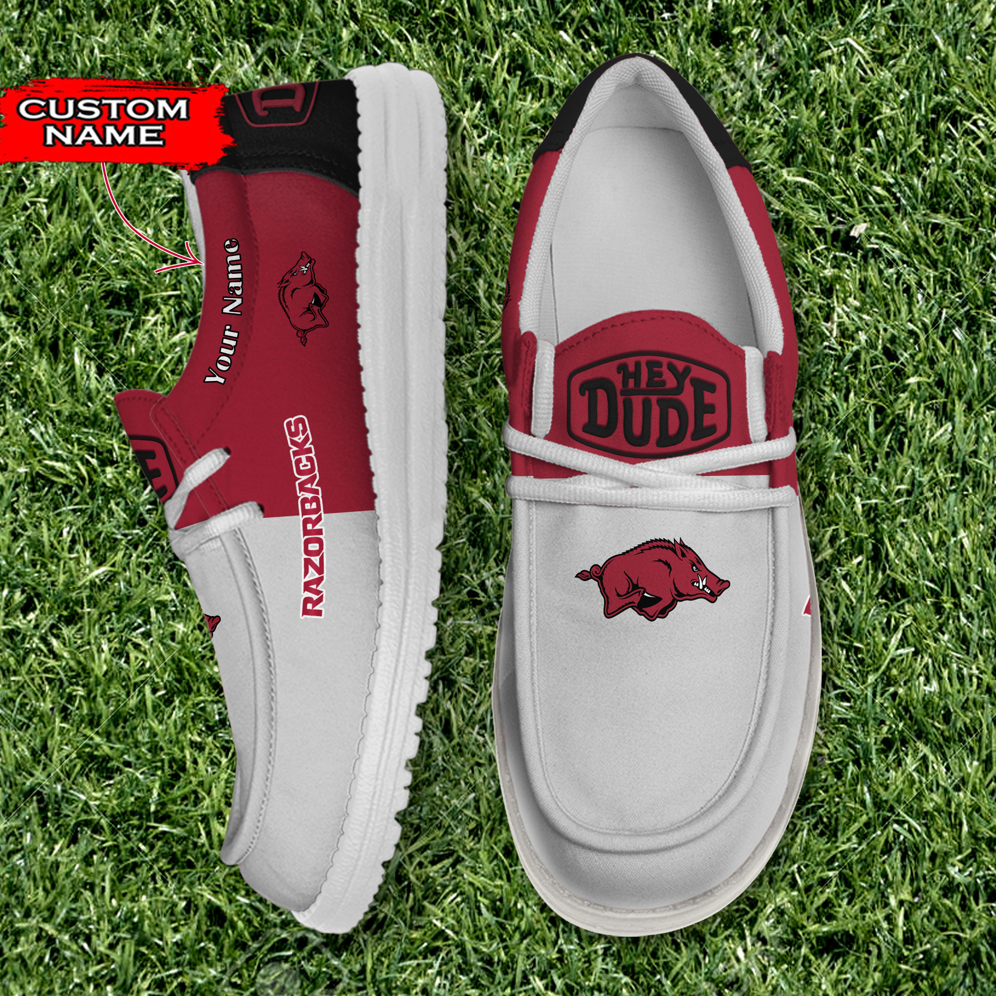 footwearelite arkansas razorbacks custom name hey dude shoes bfv4h