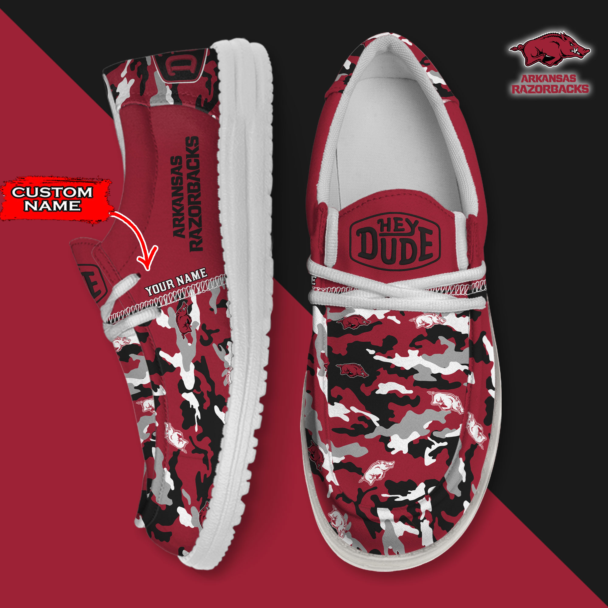 footwearelite arkansas razorbacks custom name hey dude shoes e8h2m