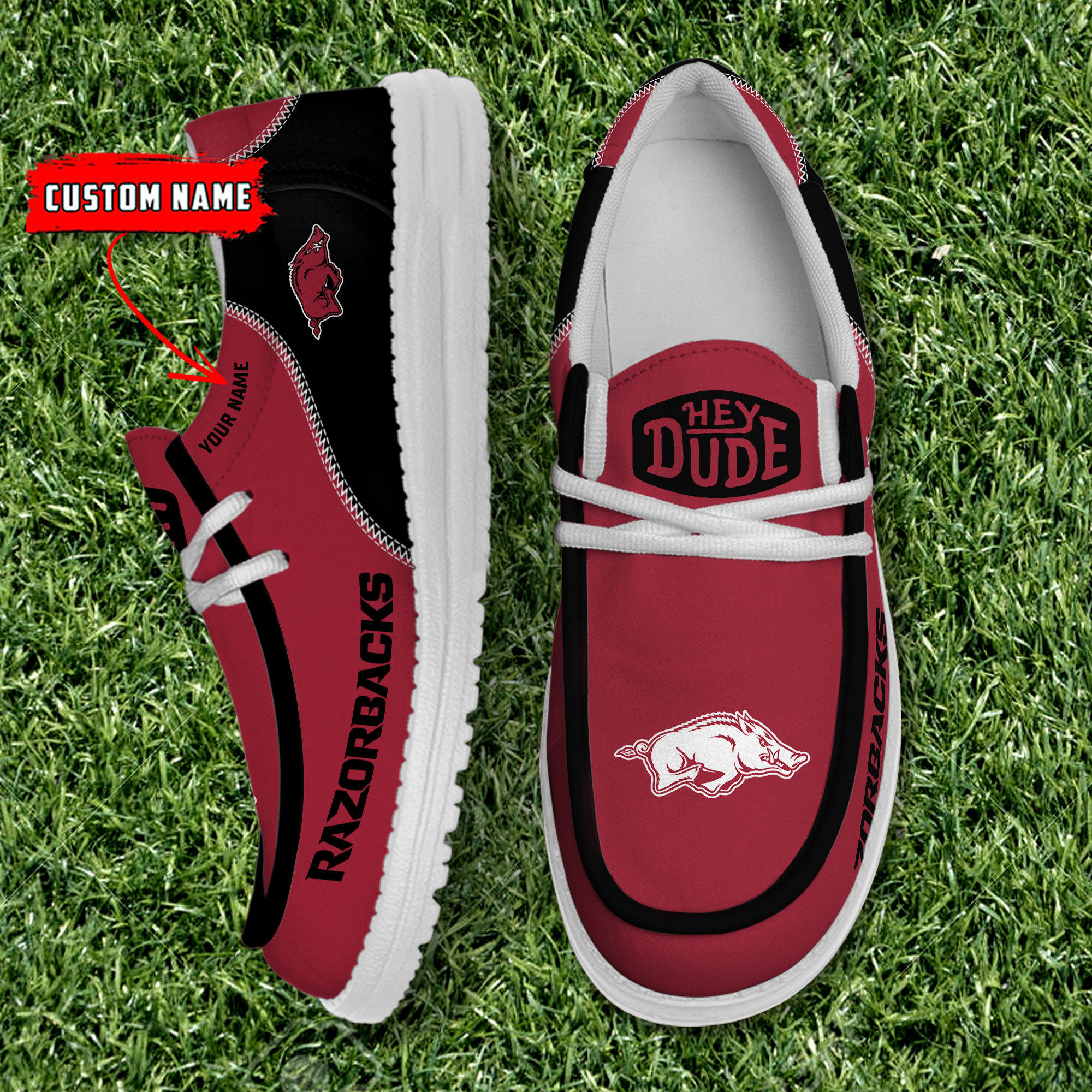 footwearelite arkansas razorbacks custom name hey dude shoes iz3zm