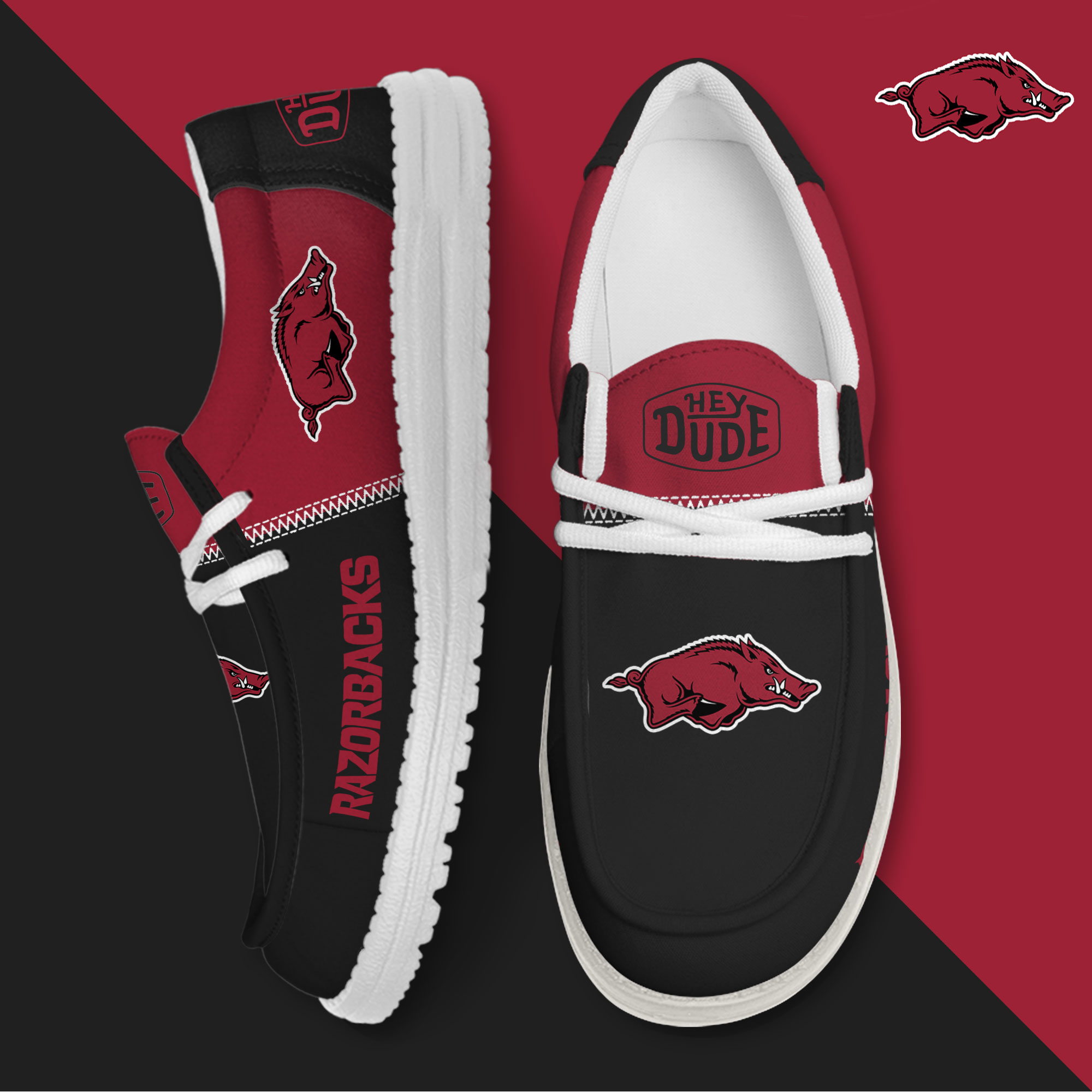 footwearelite arkansas razorbacks custom name hey dude shoes obgnq