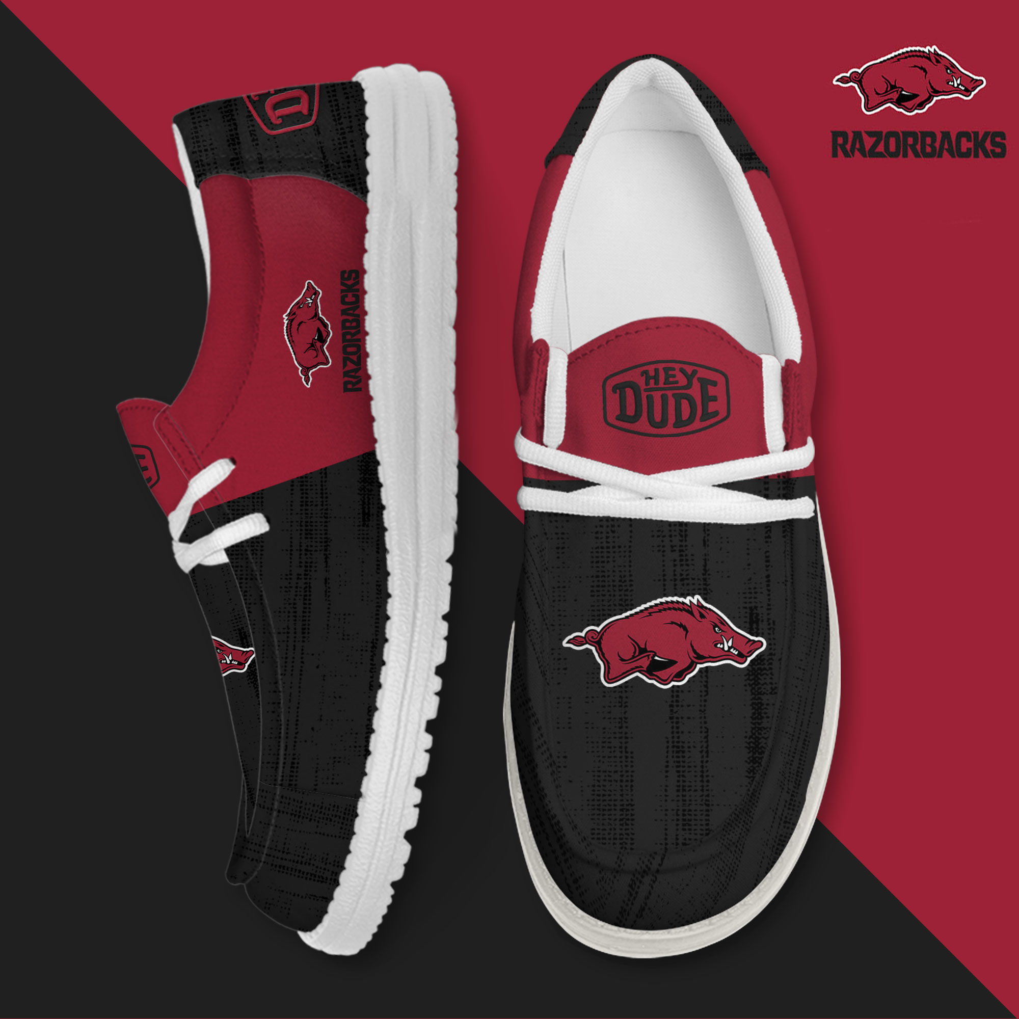 footwearelite arkansas razorbacks custom name hey dude shoes wkfqy