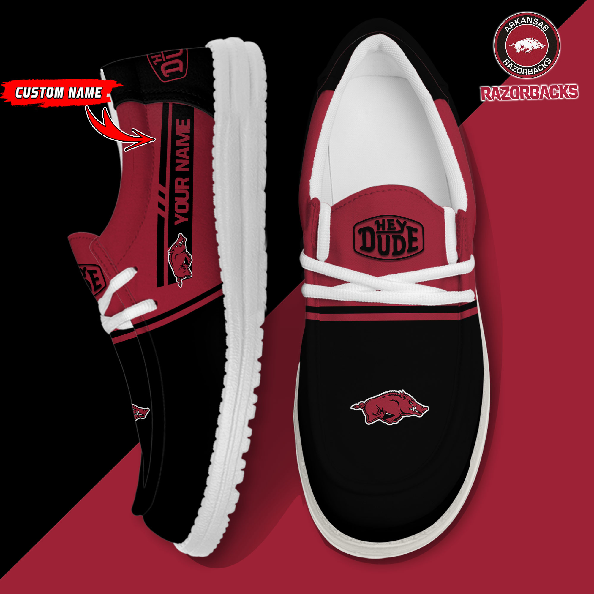 footwearelite arkansas razorbacks custom name hey dude shoes xsxu0