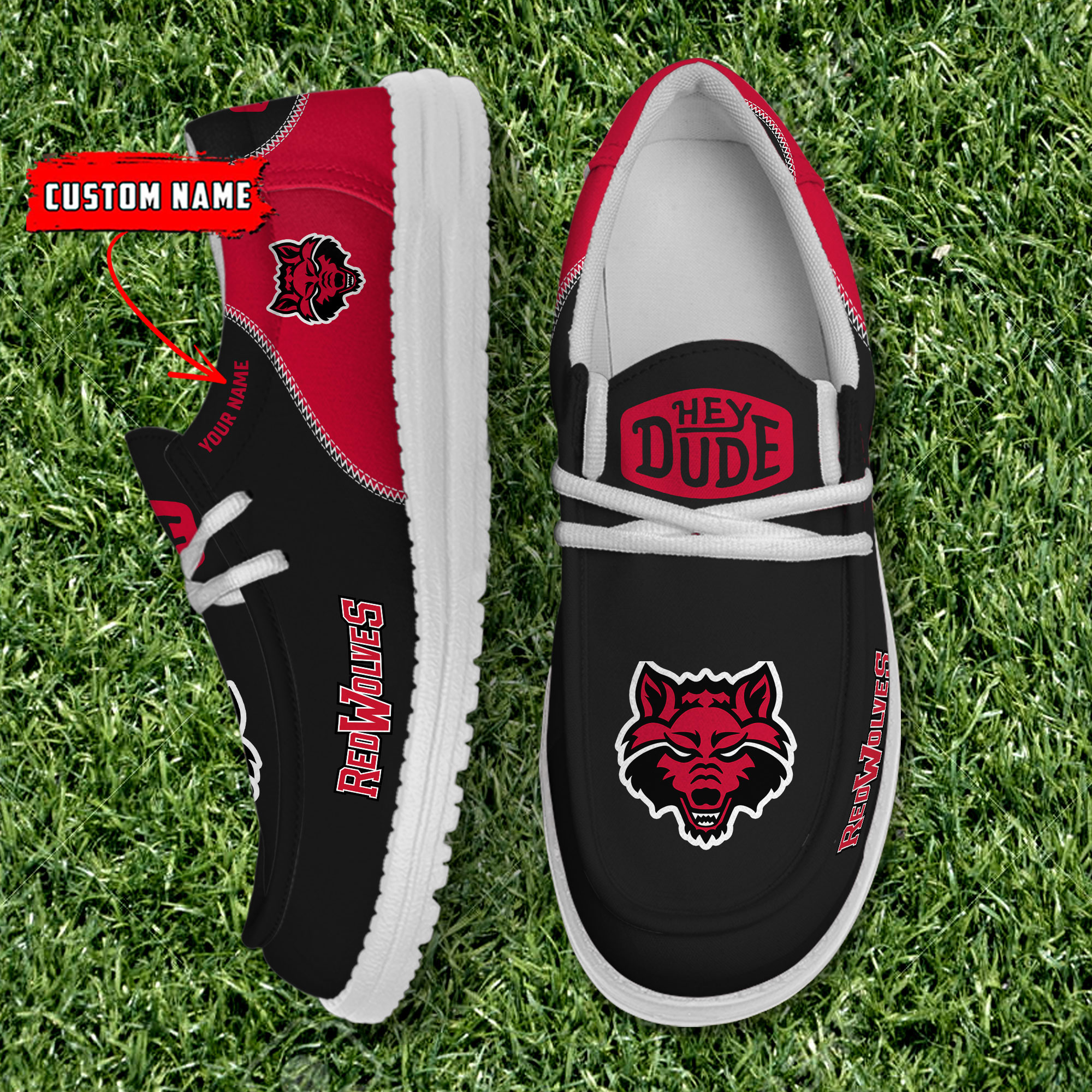 footwearelite arkansas state red wolves custom name hey dude shoes eeusu