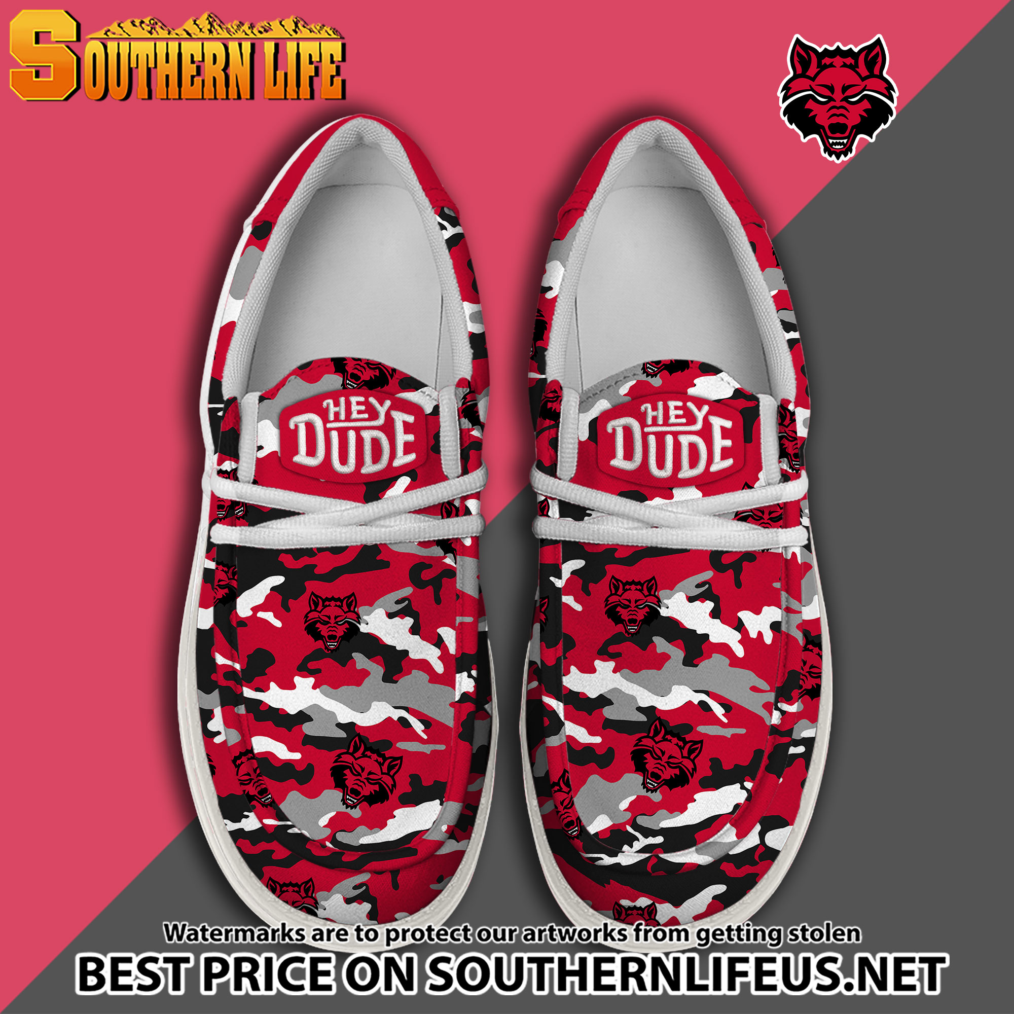 footwearelite arkansas state red wolves custom name hey dude shoes fzqyg