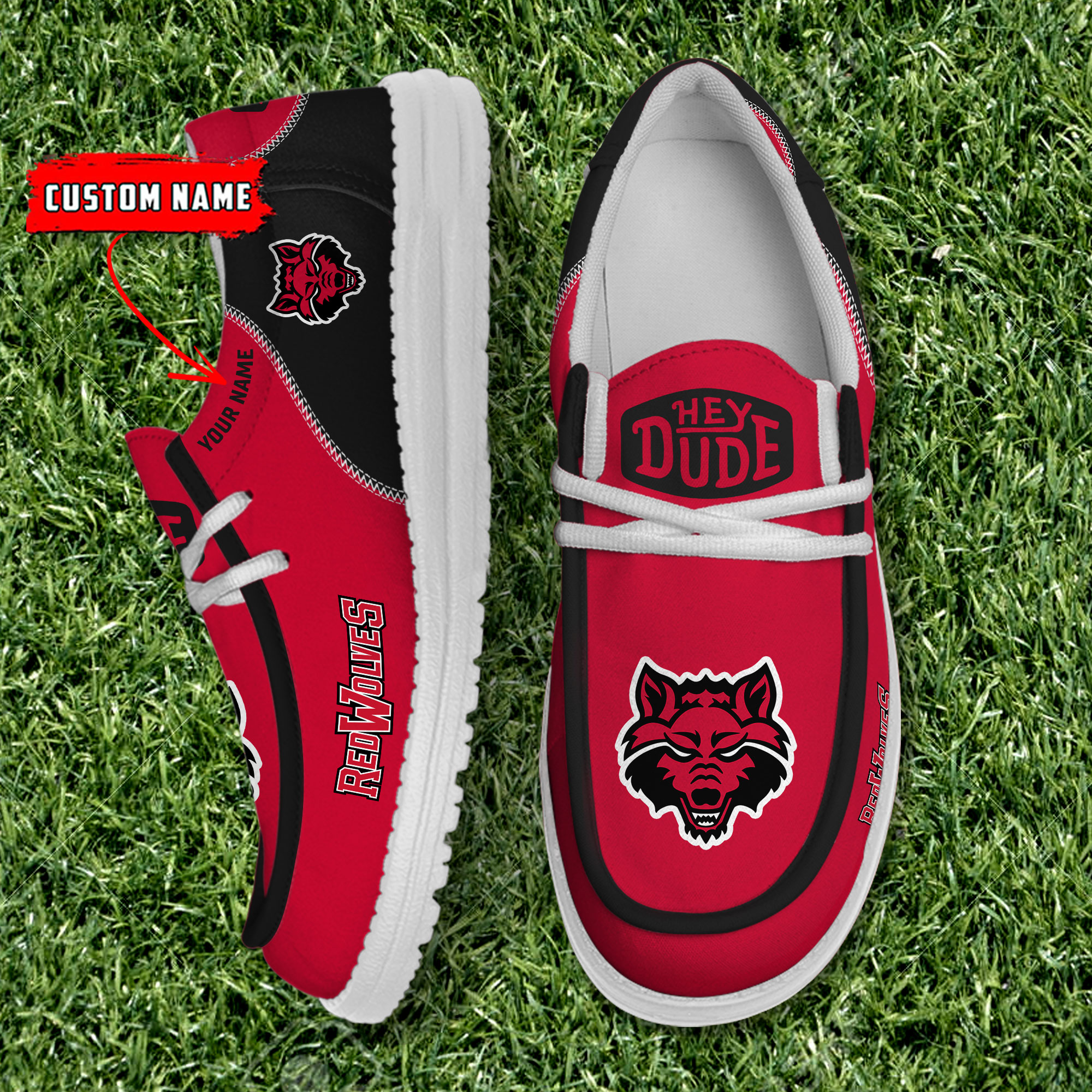 footwearelite arkansas state red wolves custom name hey dude shoes y1hzs