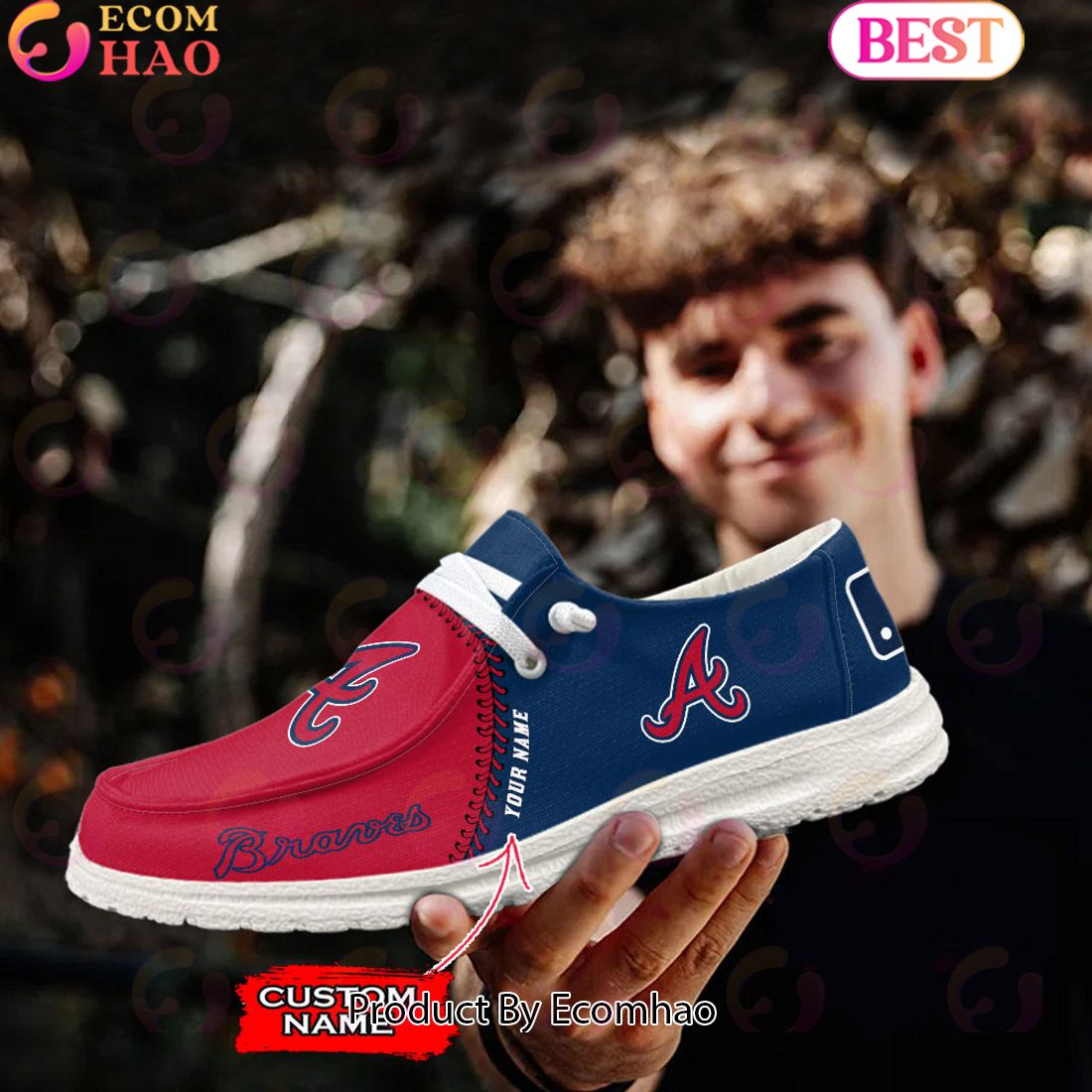 footwearelite atlanta braves custom name hey dude shoes xk5ej