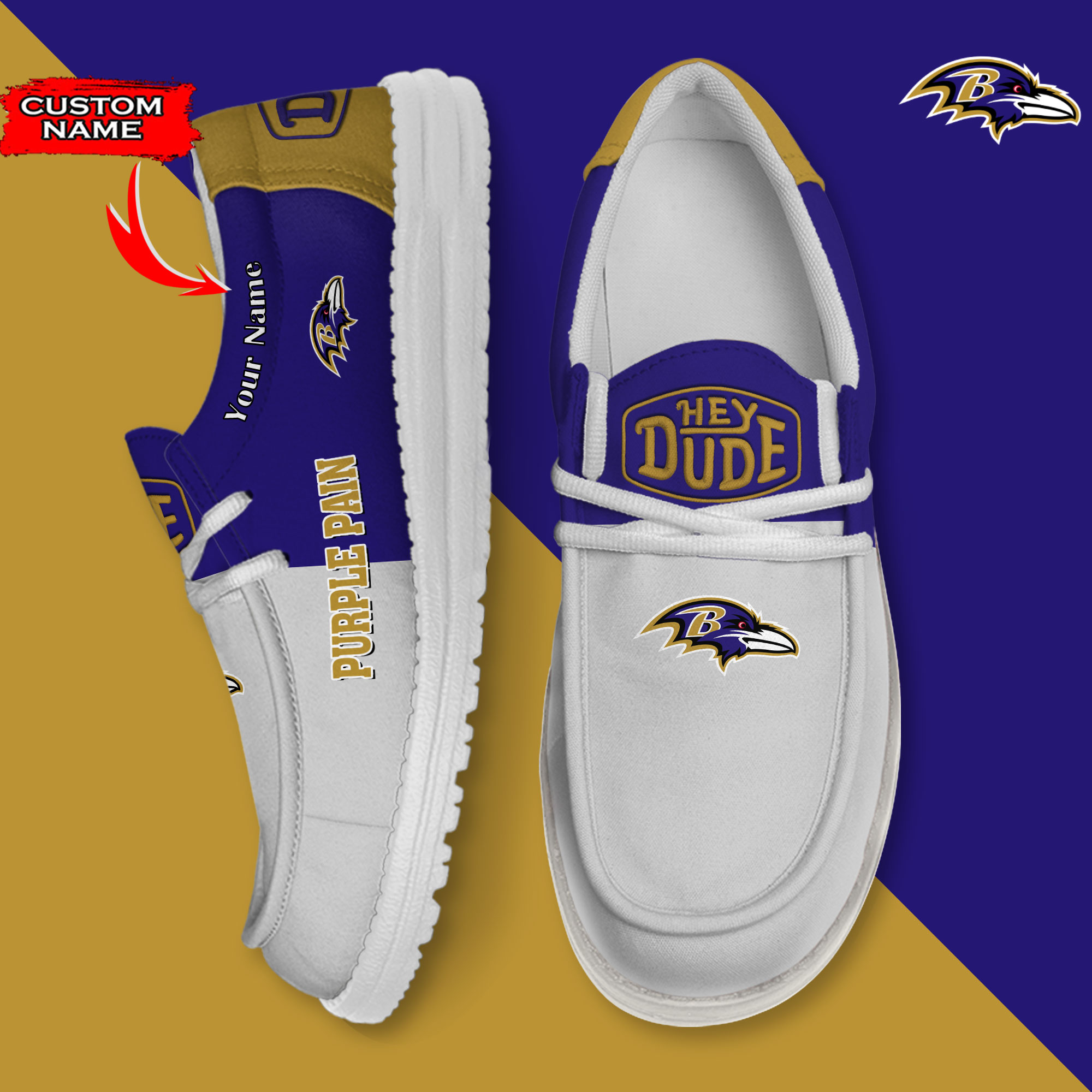 footwearelite baltimore ravens custom name hey dude shoes c785o