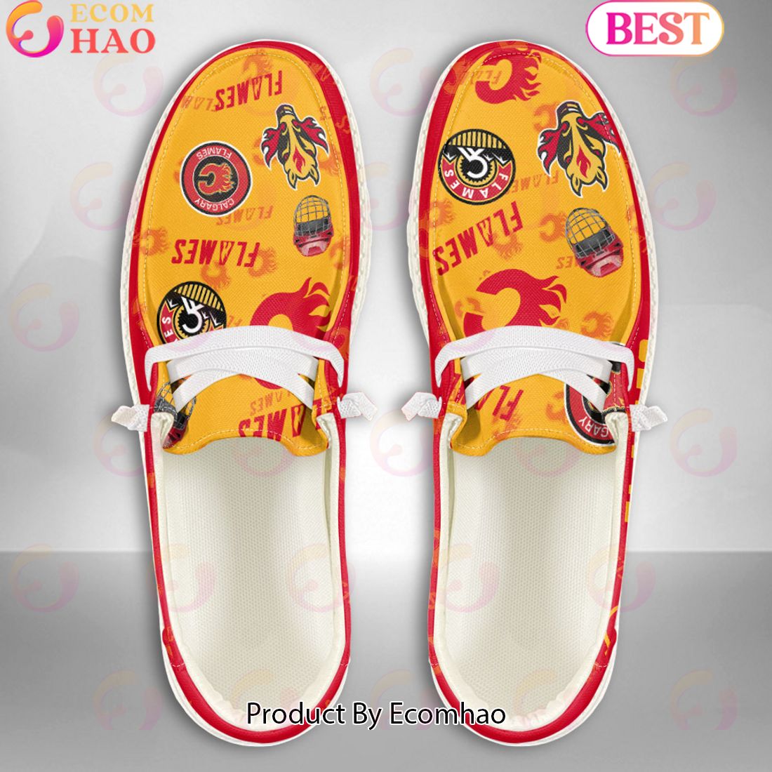 footwearelite calgary flames custom name hey dude shoes jetis