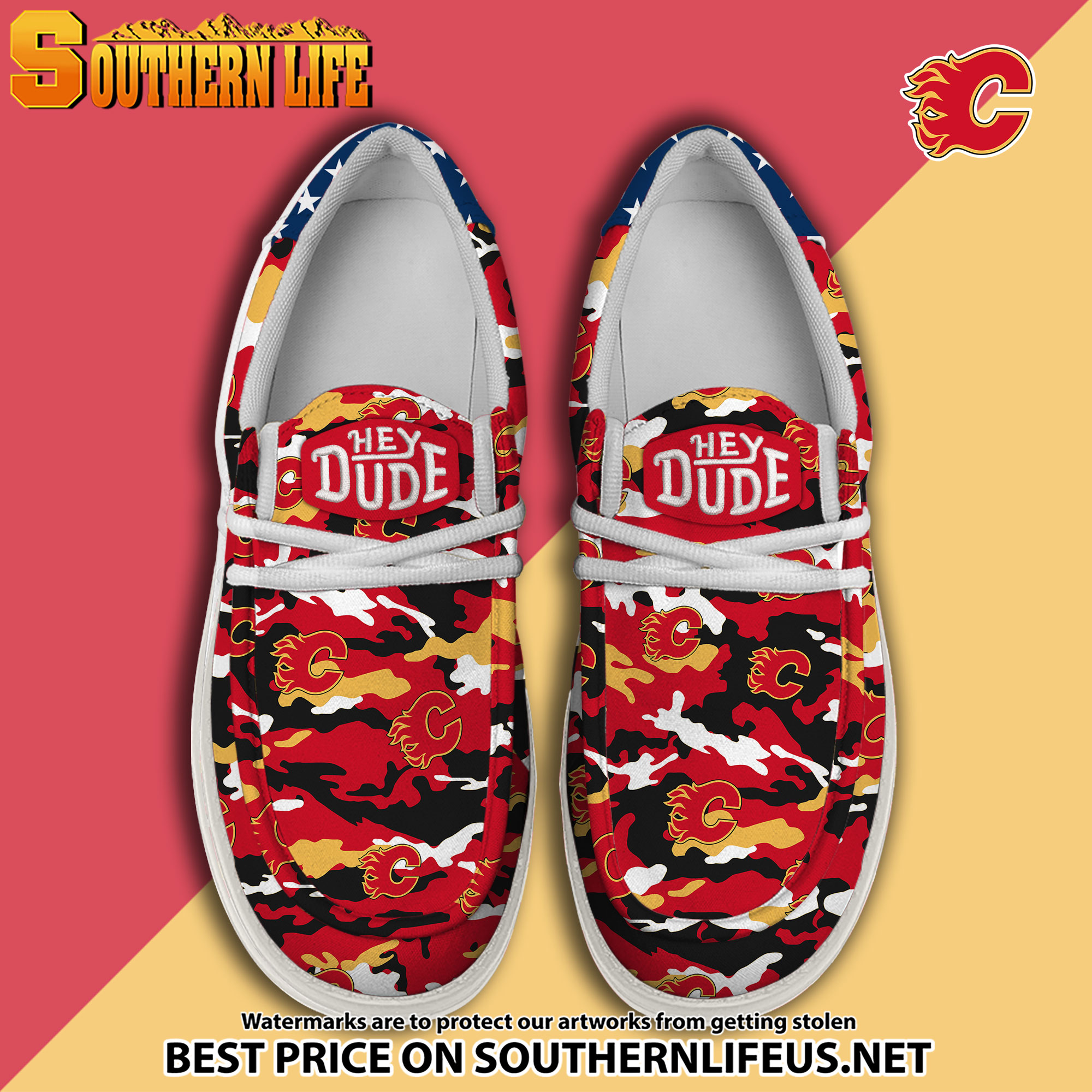 footwearelite calgary flames custom name hey dude shoes smdlb