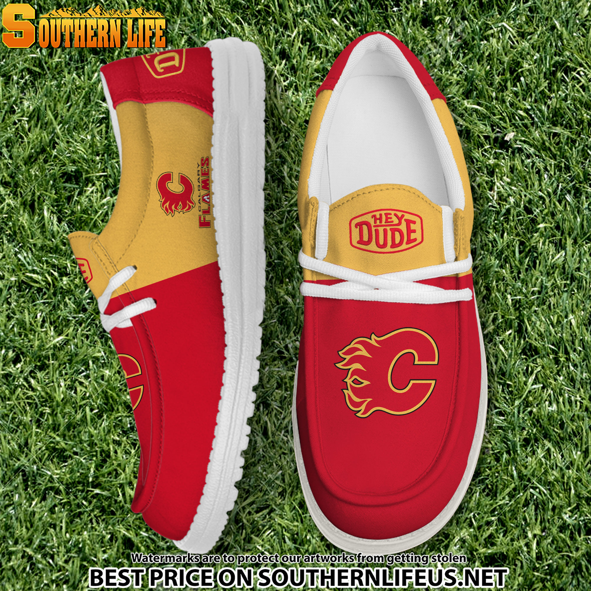 footwearelite calgary flames custom name hey dude shoes x4l3k