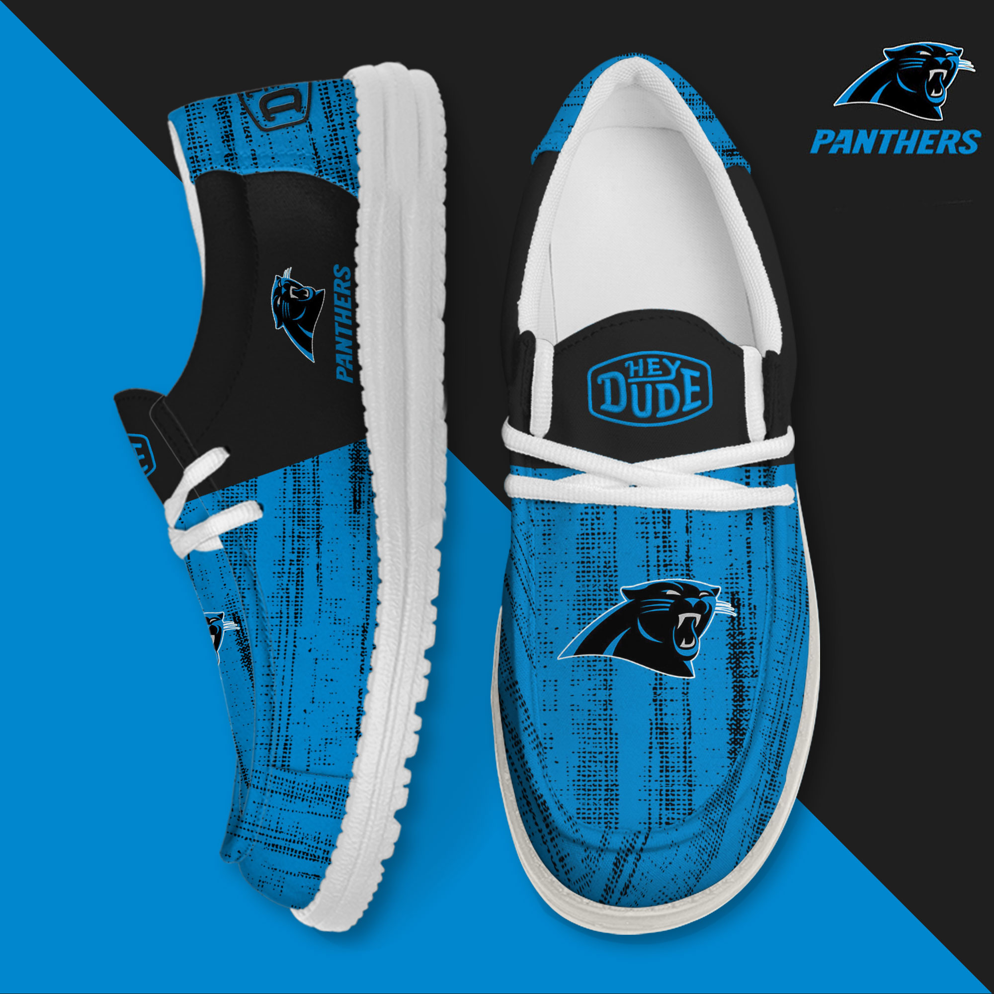 footwearelite carolina panthers custom name hey dude shoes 6u4mj