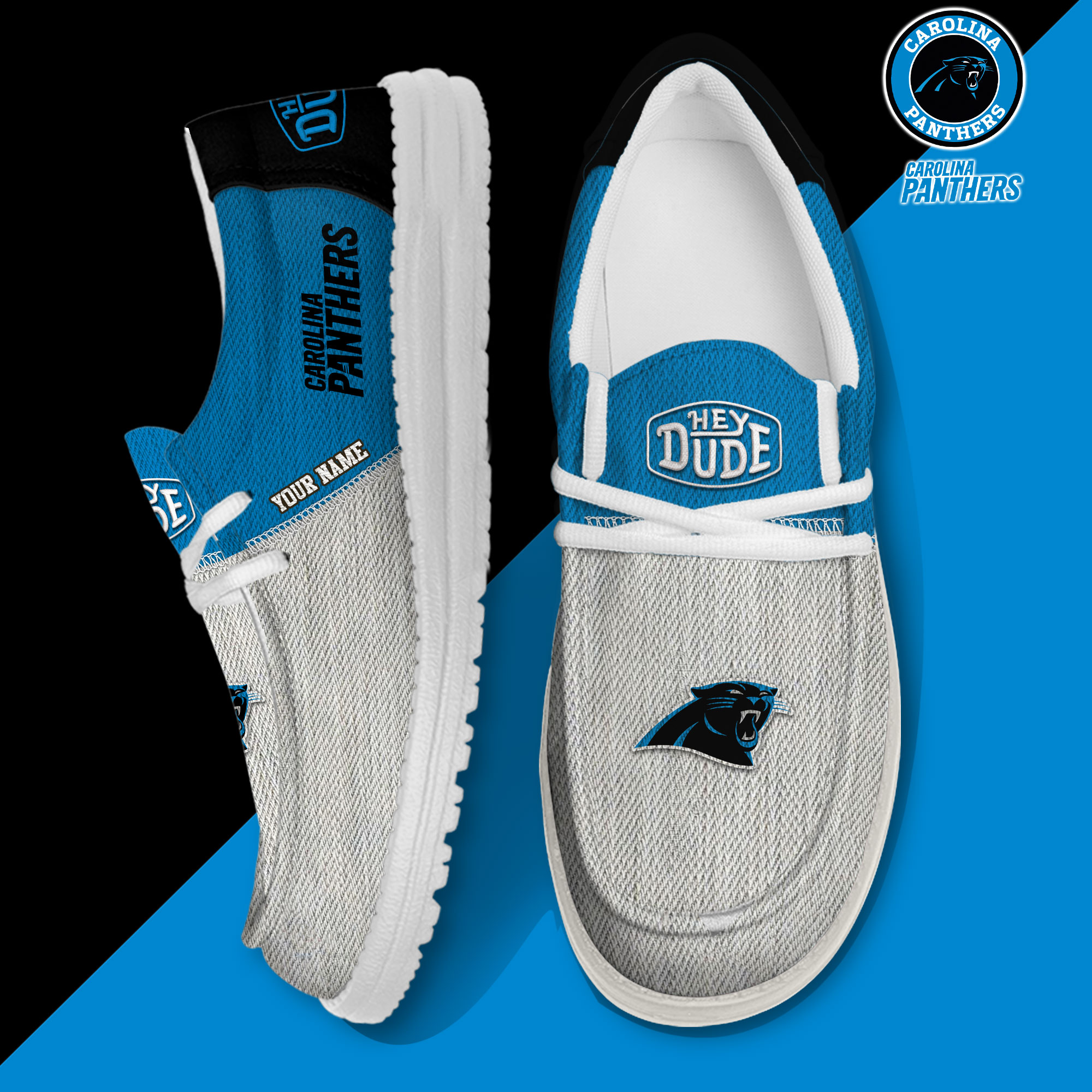 footwearelite carolina panthers custom name hey dude shoes aejg3