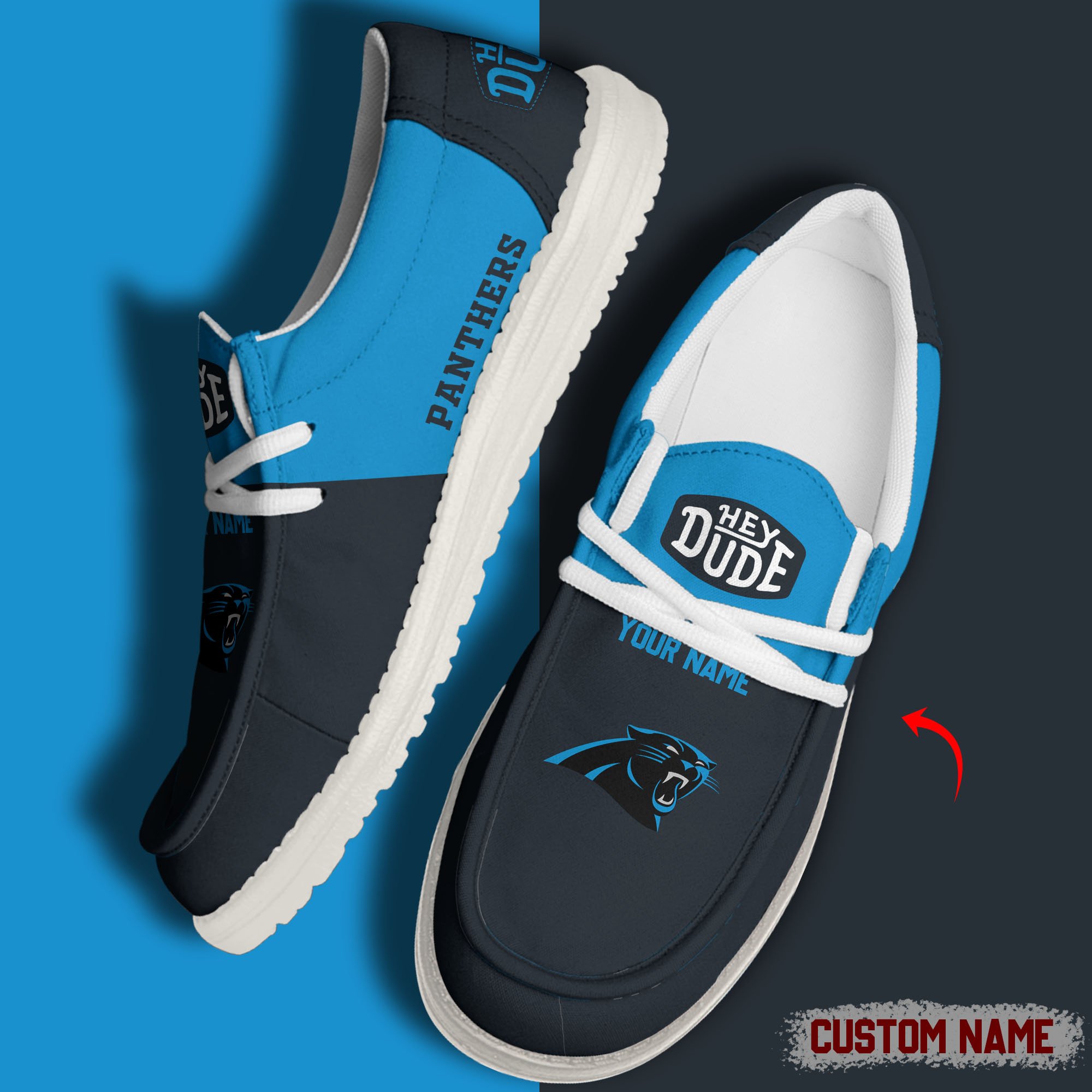 footwearelite carolina panthers custom name hey dude shoes jor5o