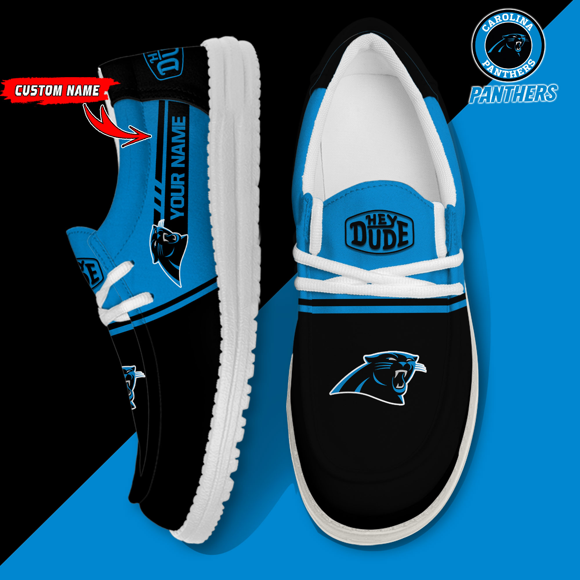 footwearelite carolina panthers custom name hey dude shoes tqtz5