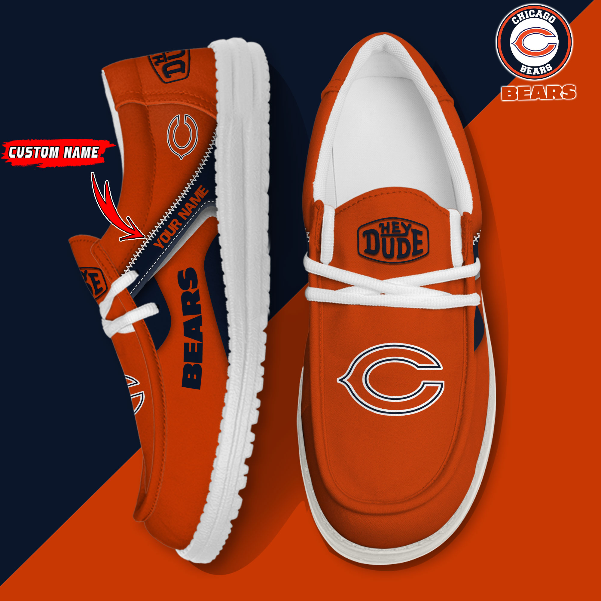 footwearelite chicago bears custom name hey dude shoes 5vbod