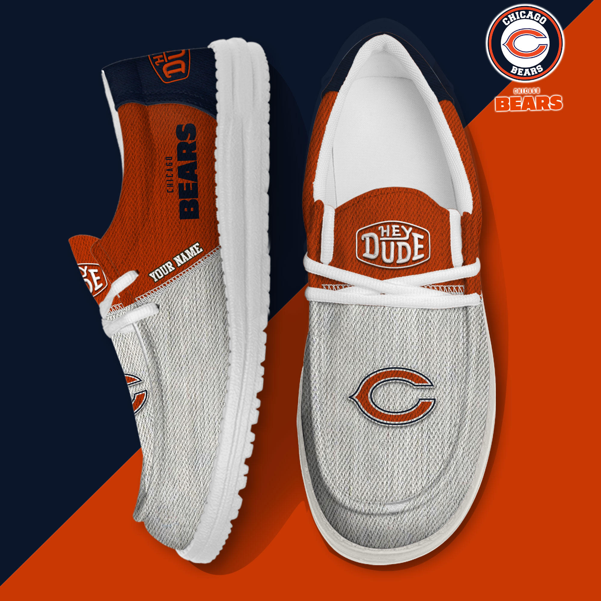 footwearelite chicago bears custom name hey dude shoes 85oiu