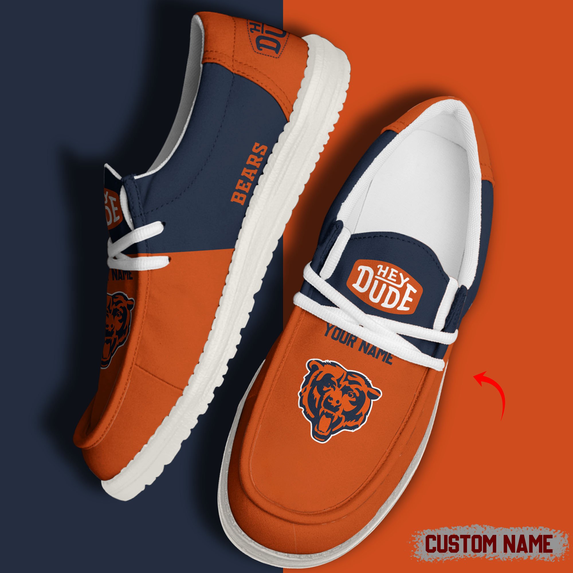 footwearelite chicago bears custom name hey dude shoes o1wuv