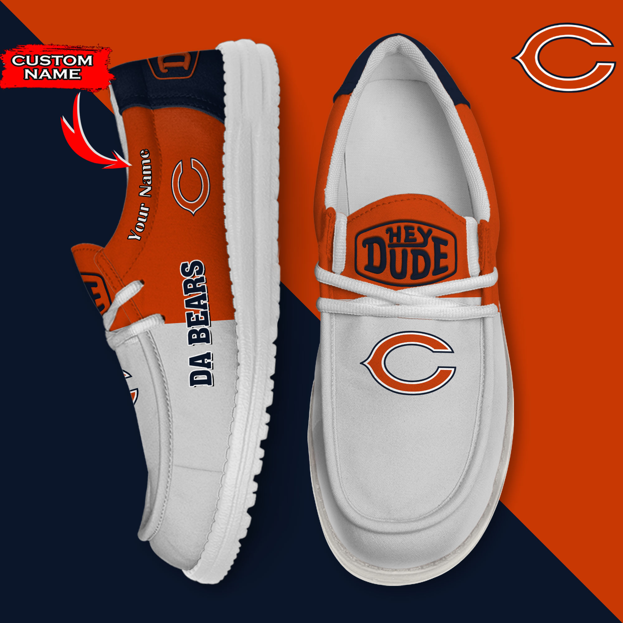 footwearelite chicago bears custom name hey dude shoes qyjpb