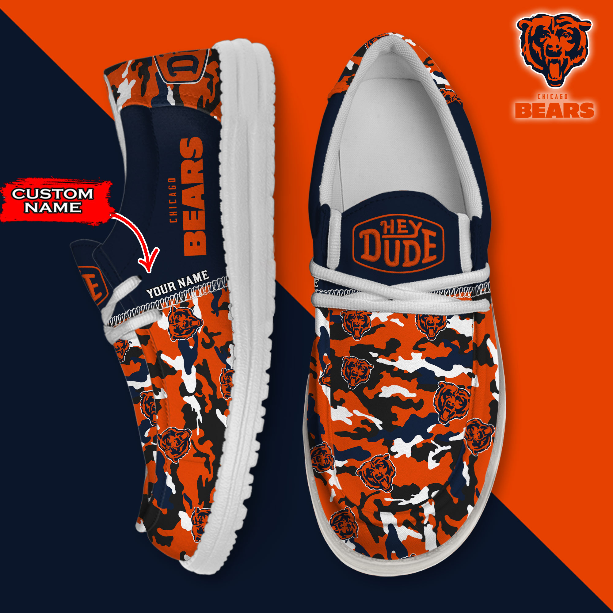 footwearelite chicago bears custom name hey dude shoes s8hdq