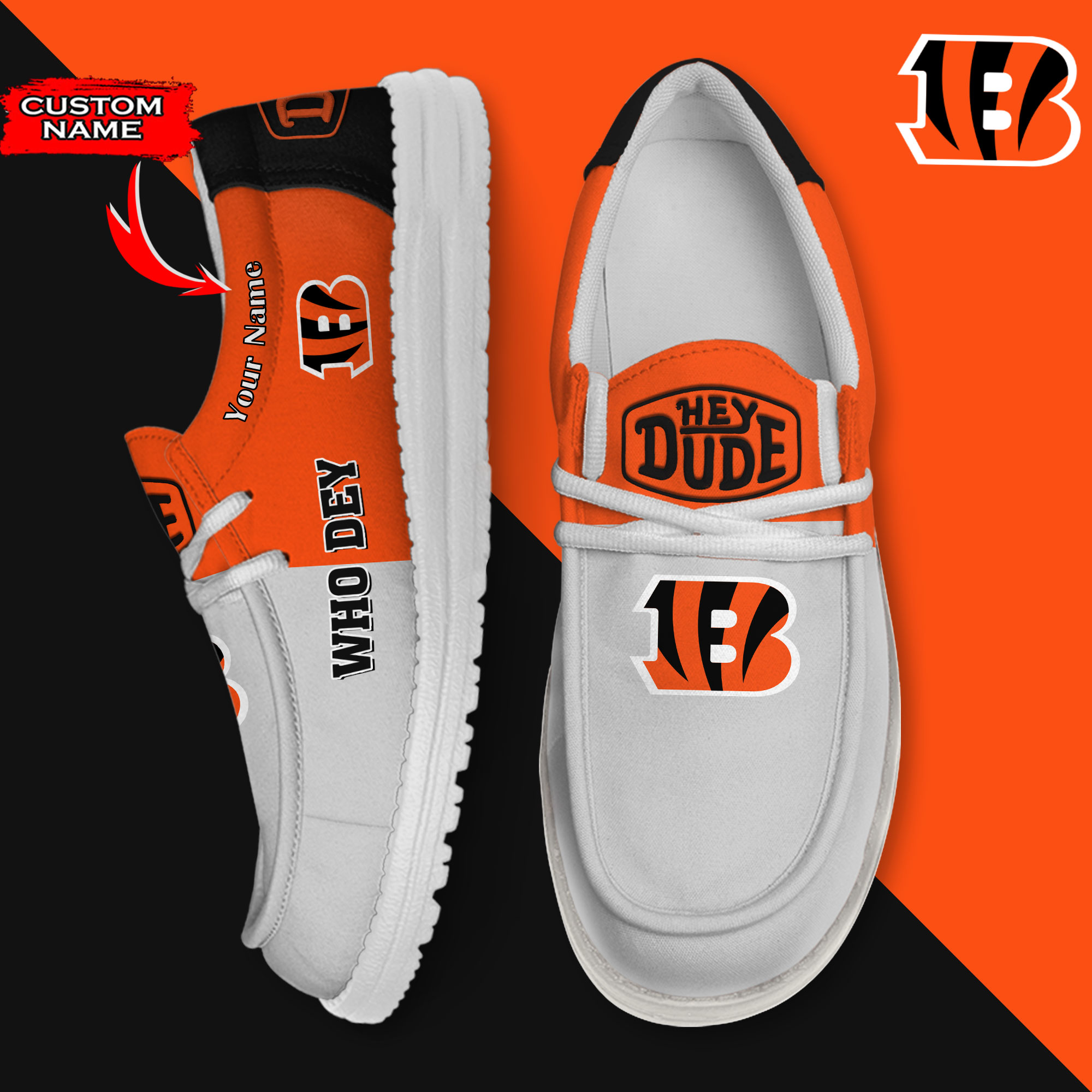 footwearelite cincinnati bengals custom name hey dude shoes kfxqb