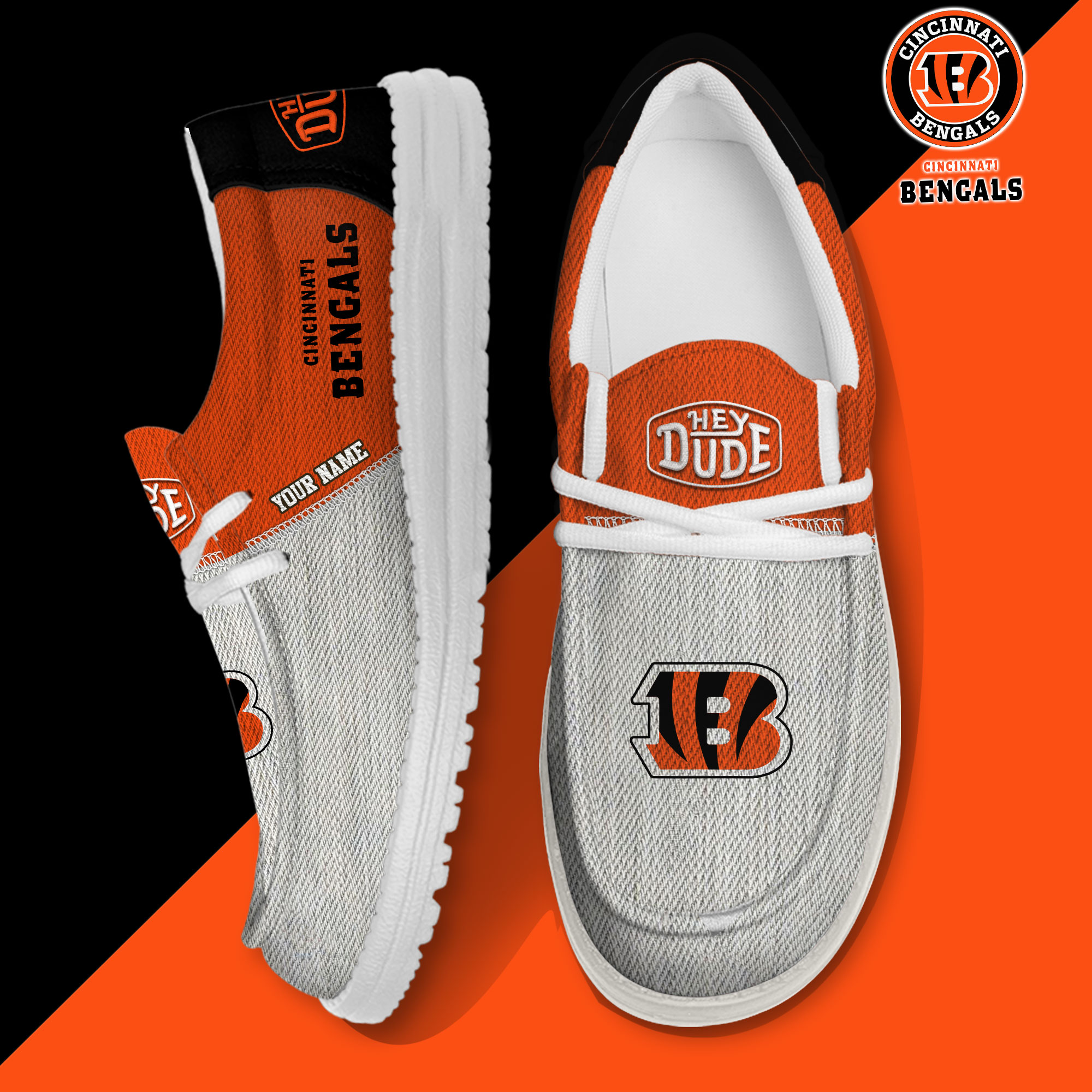 footwearelite cincinnati bengals custom name hey dude shoes yfgb7