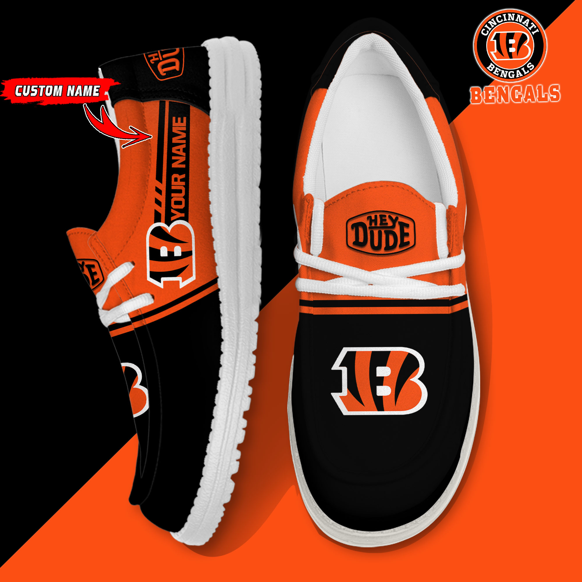 footwearelite cincinnati bengals custom name hey dude shoes zjxln