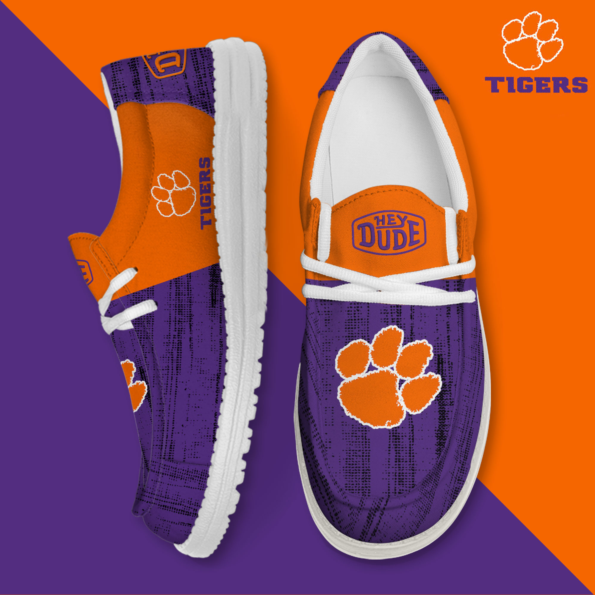 footwearelite clemson tigers custom name hey dude shoes 61mlp