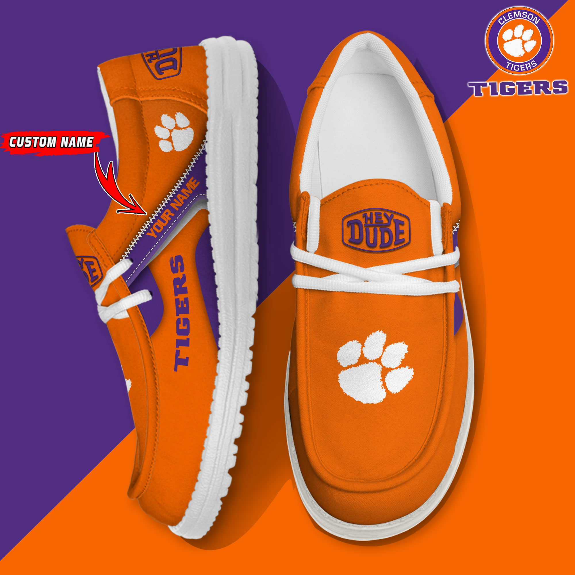 footwearelite clemson tigers custom name hey dude shoes 7c8uu