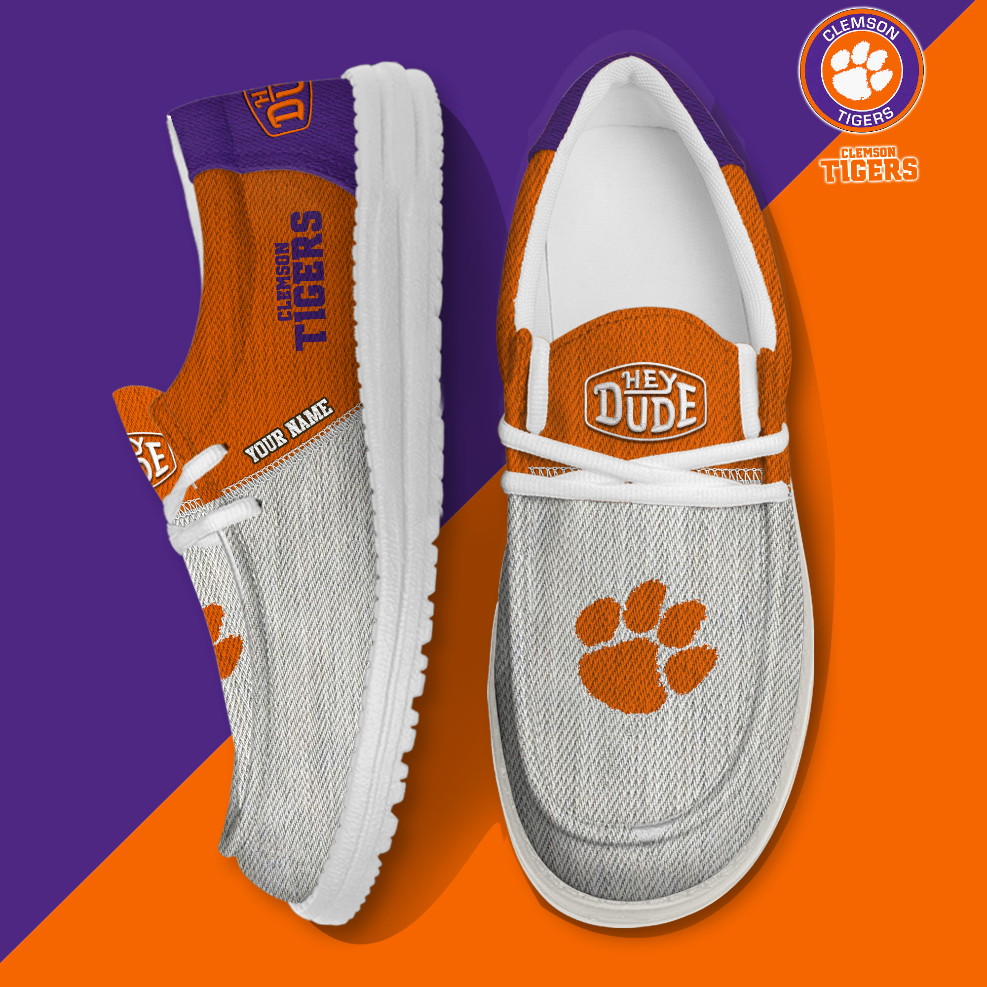 footwearelite clemson tigers custom name hey dude shoes cznpl