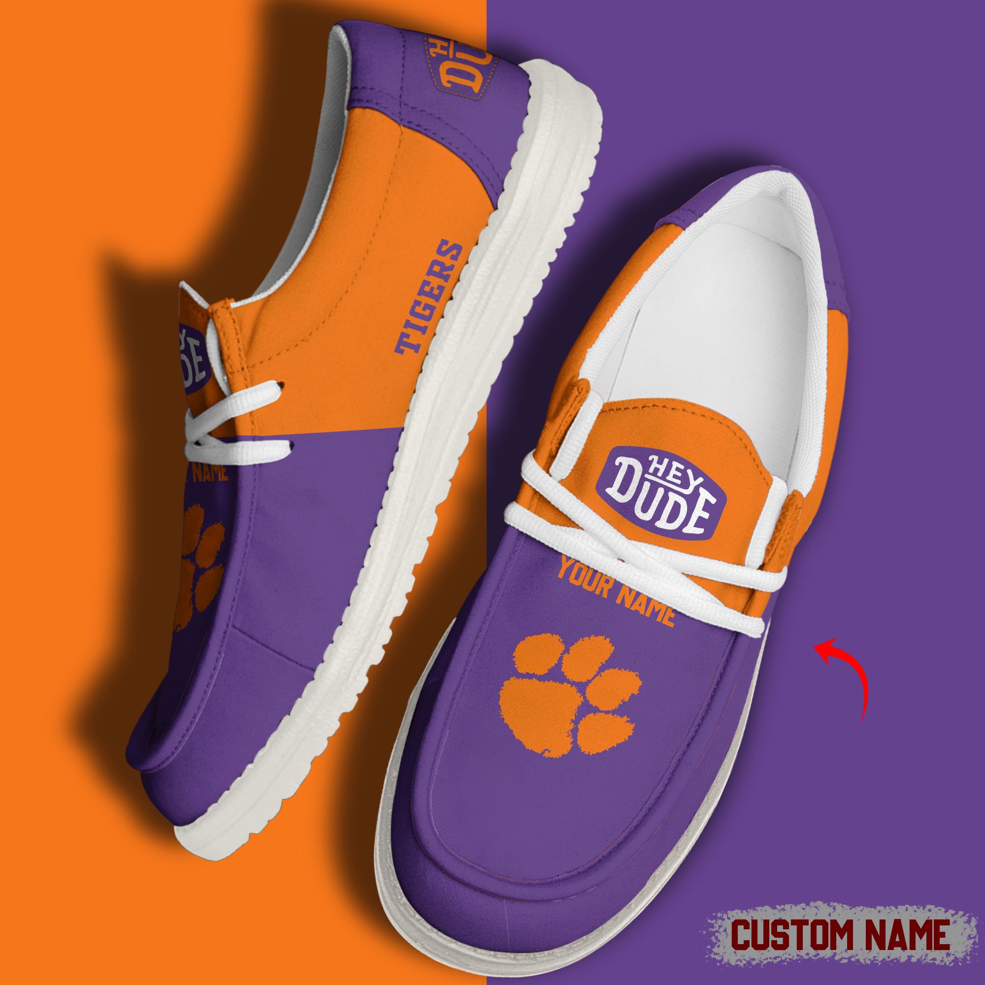 footwearelite clemson tigers custom name hey dude shoes hl54s