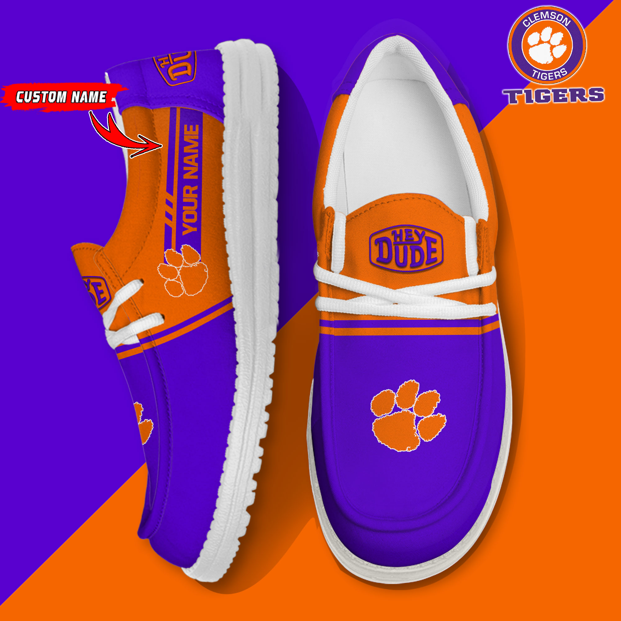 footwearelite clemson tigers custom name hey dude shoes ovprm