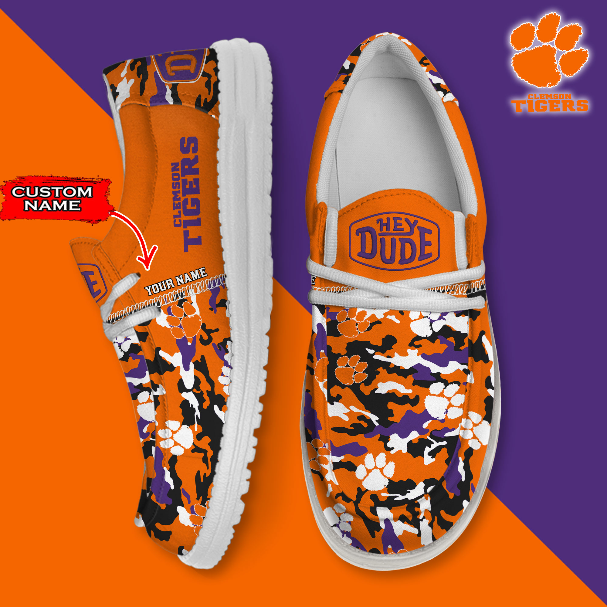 footwearelite clemson tigers custom name hey dude shoes tq2tj