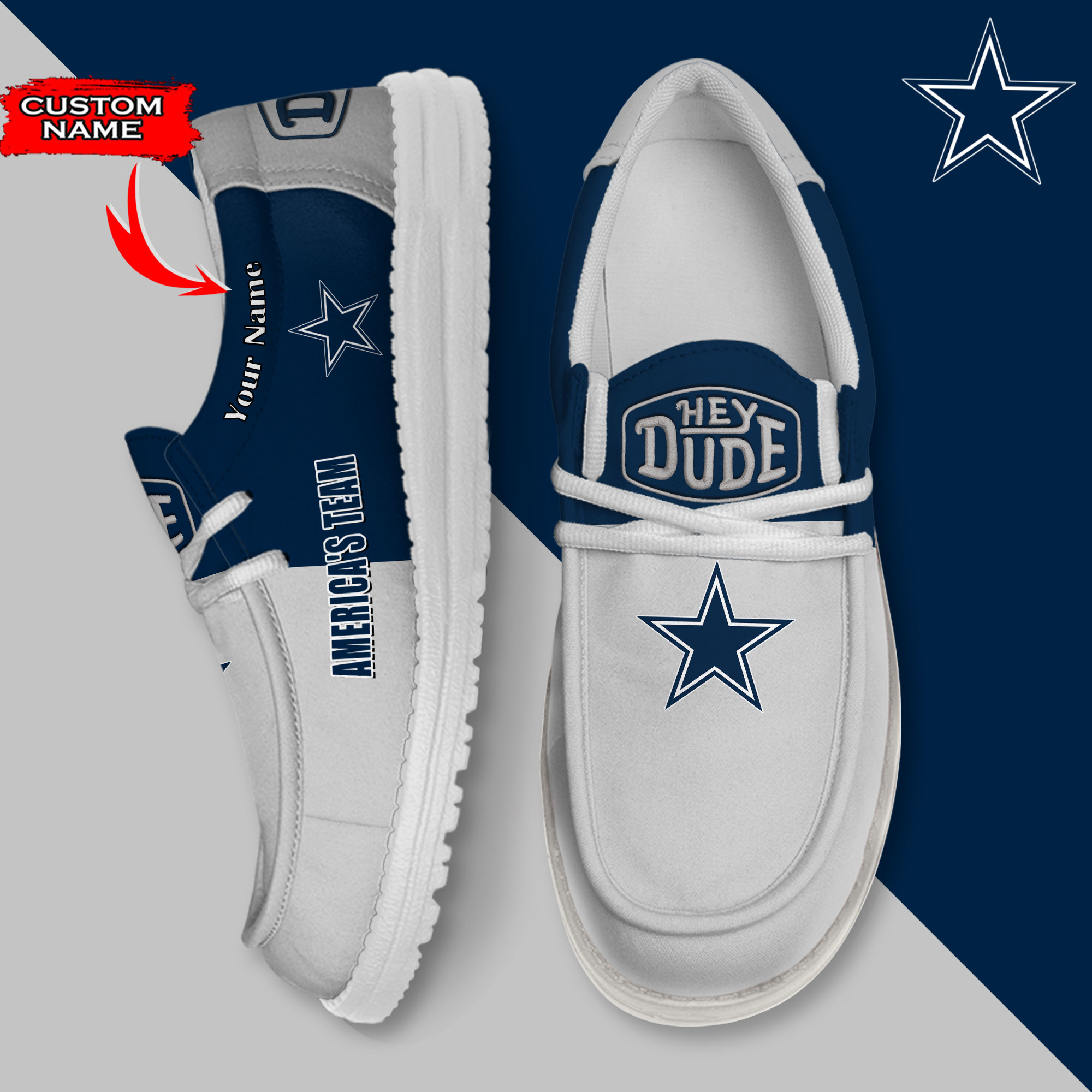 footwearelite dallas cowboys custom name hey dude shoes ptzgw