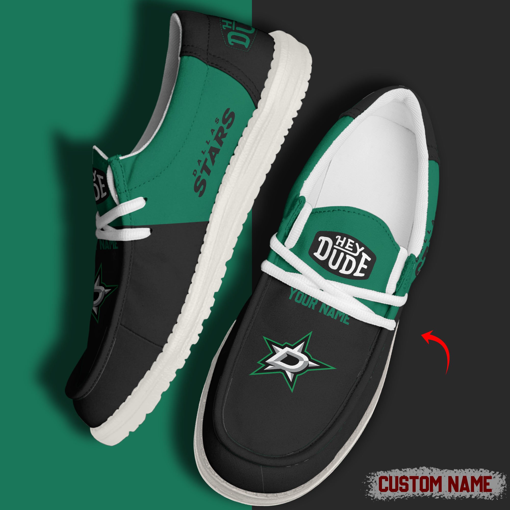 footwearelite dallas stars custom name hey dude shoes qk7tk