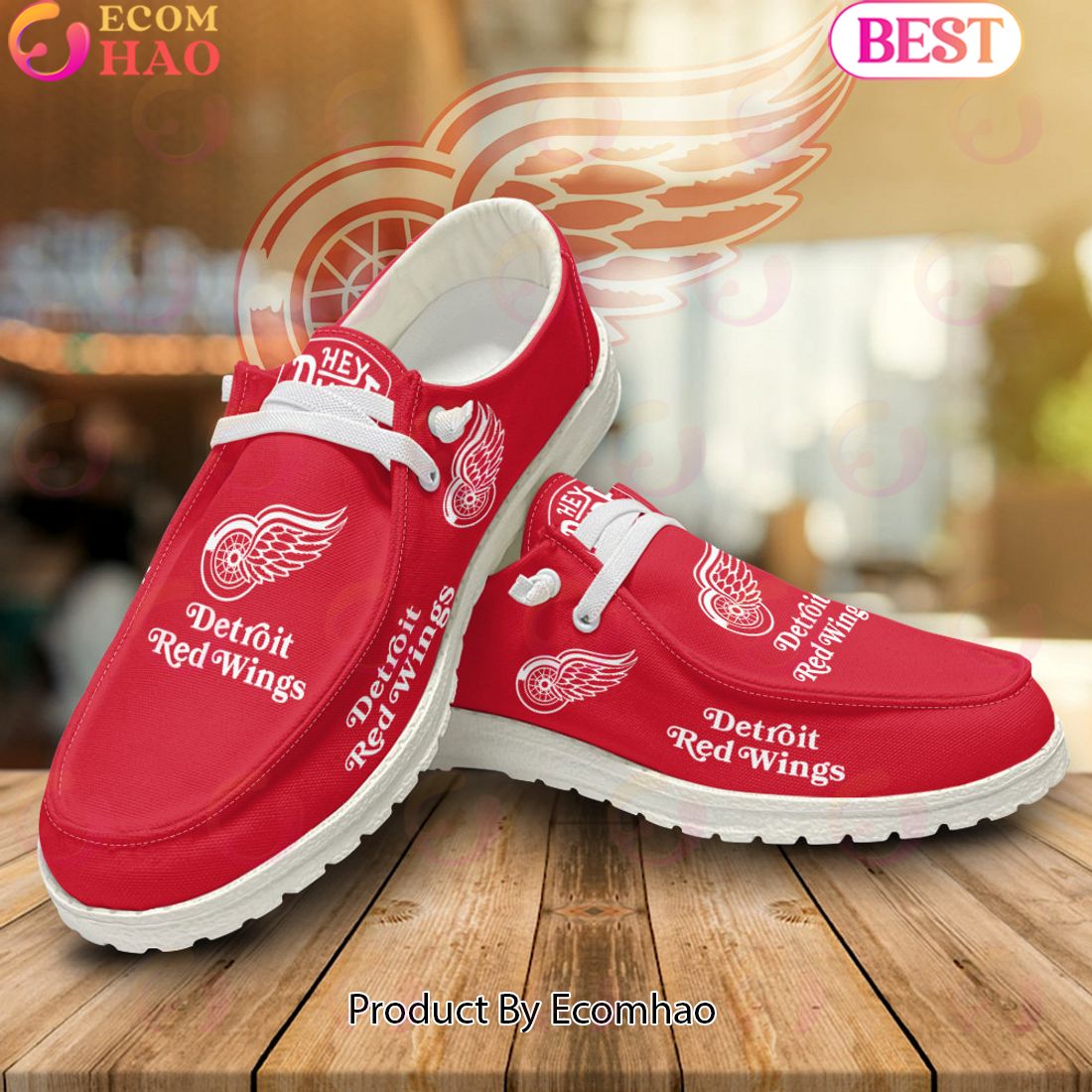 footwearelite detroit red wings custom name hey dude shoes mkzya