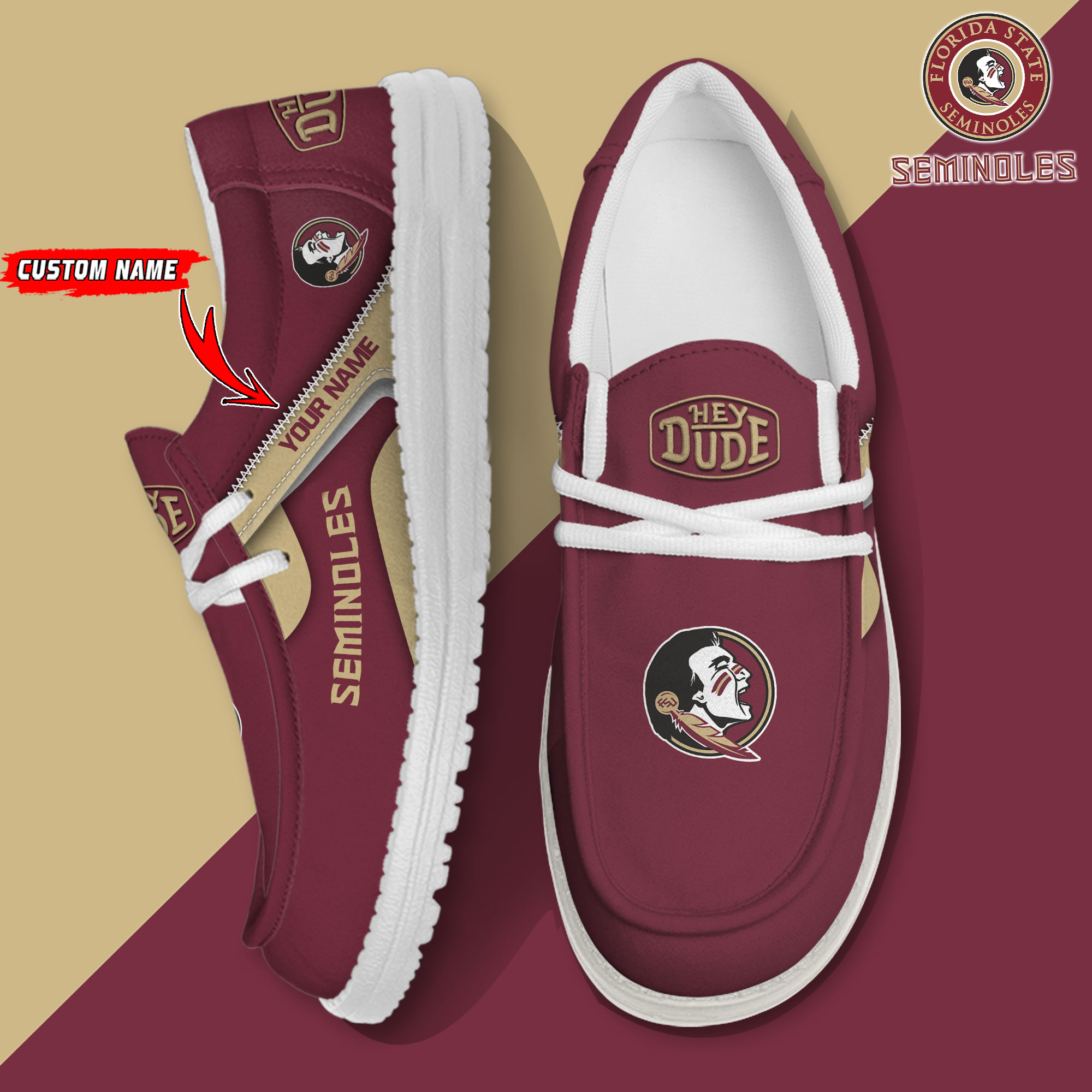 footwearelite florida state seminoles custom name hey dude shoes 4dsek