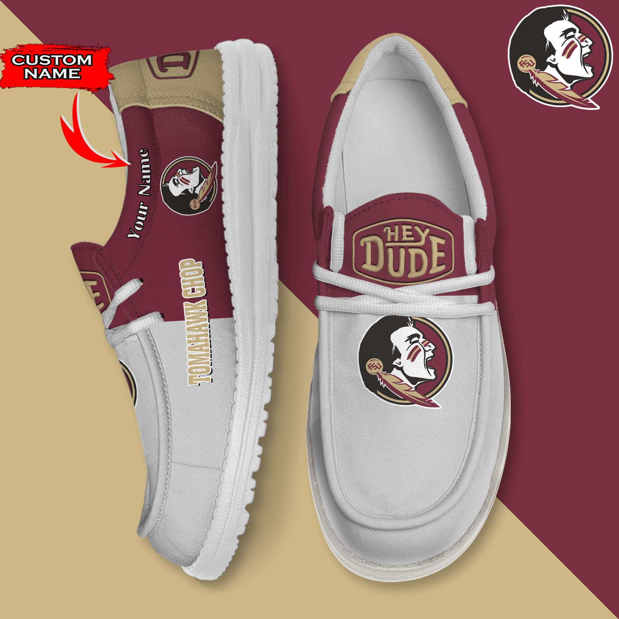 footwearelite florida state seminoles custom name hey dude shoes vosii