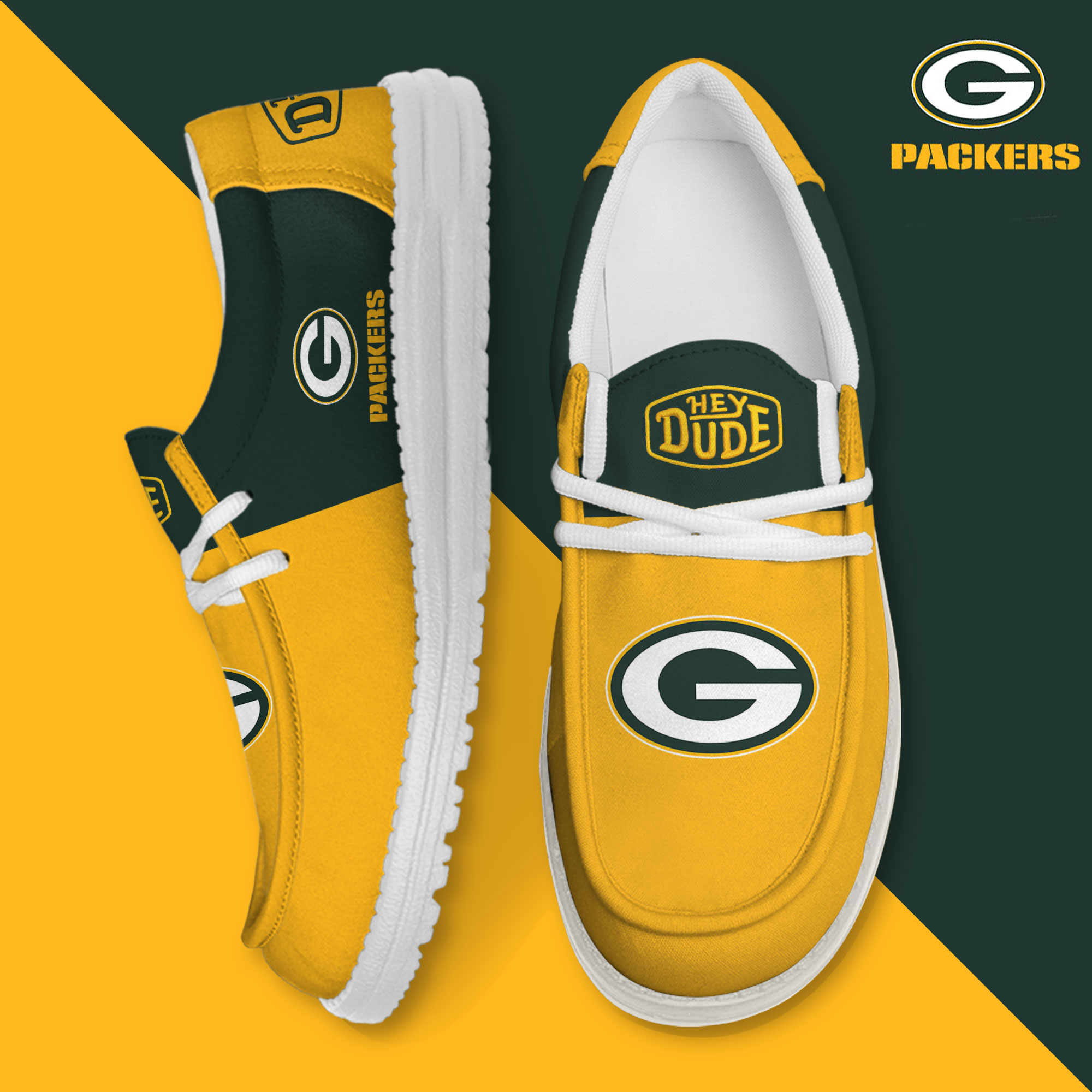 footwearelite green bay packers custom name hey dude shoes 2mout