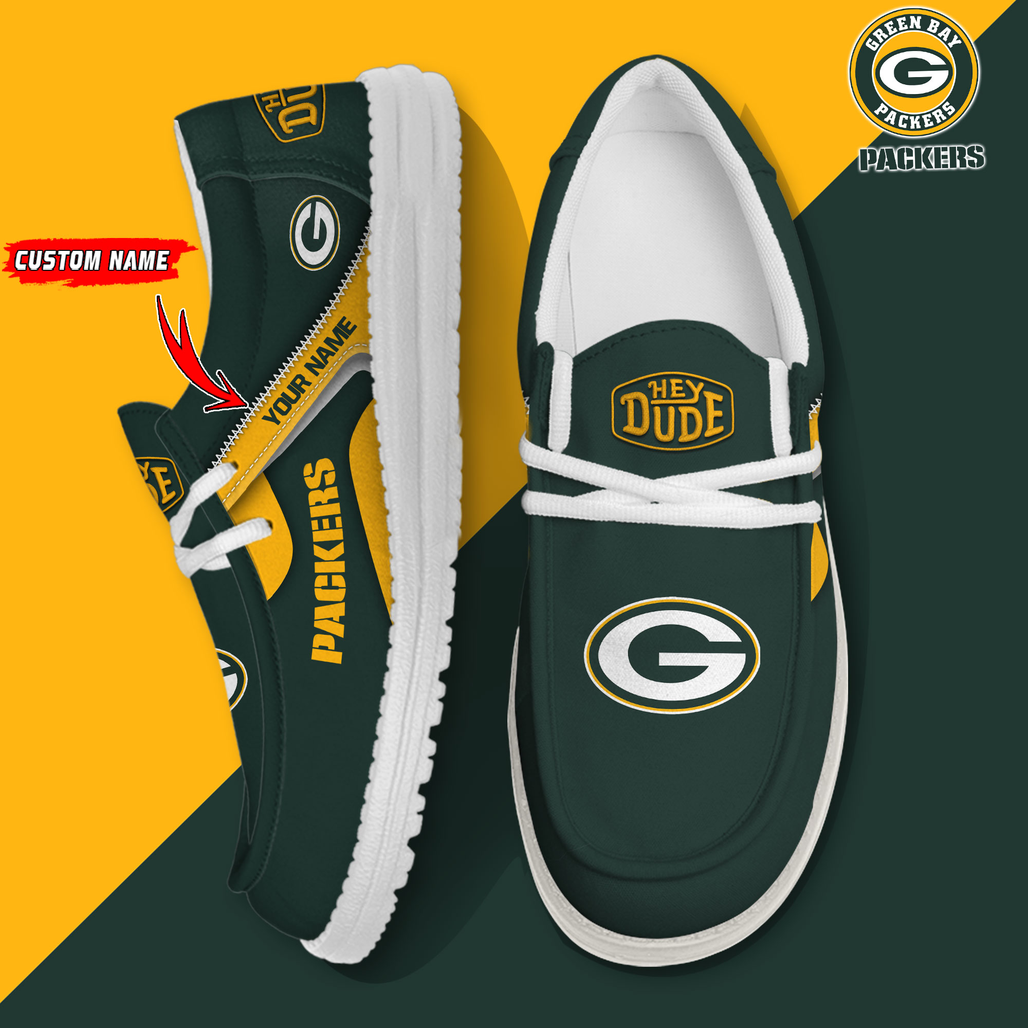 footwearelite green bay packers custom name hey dude shoes eq7tb