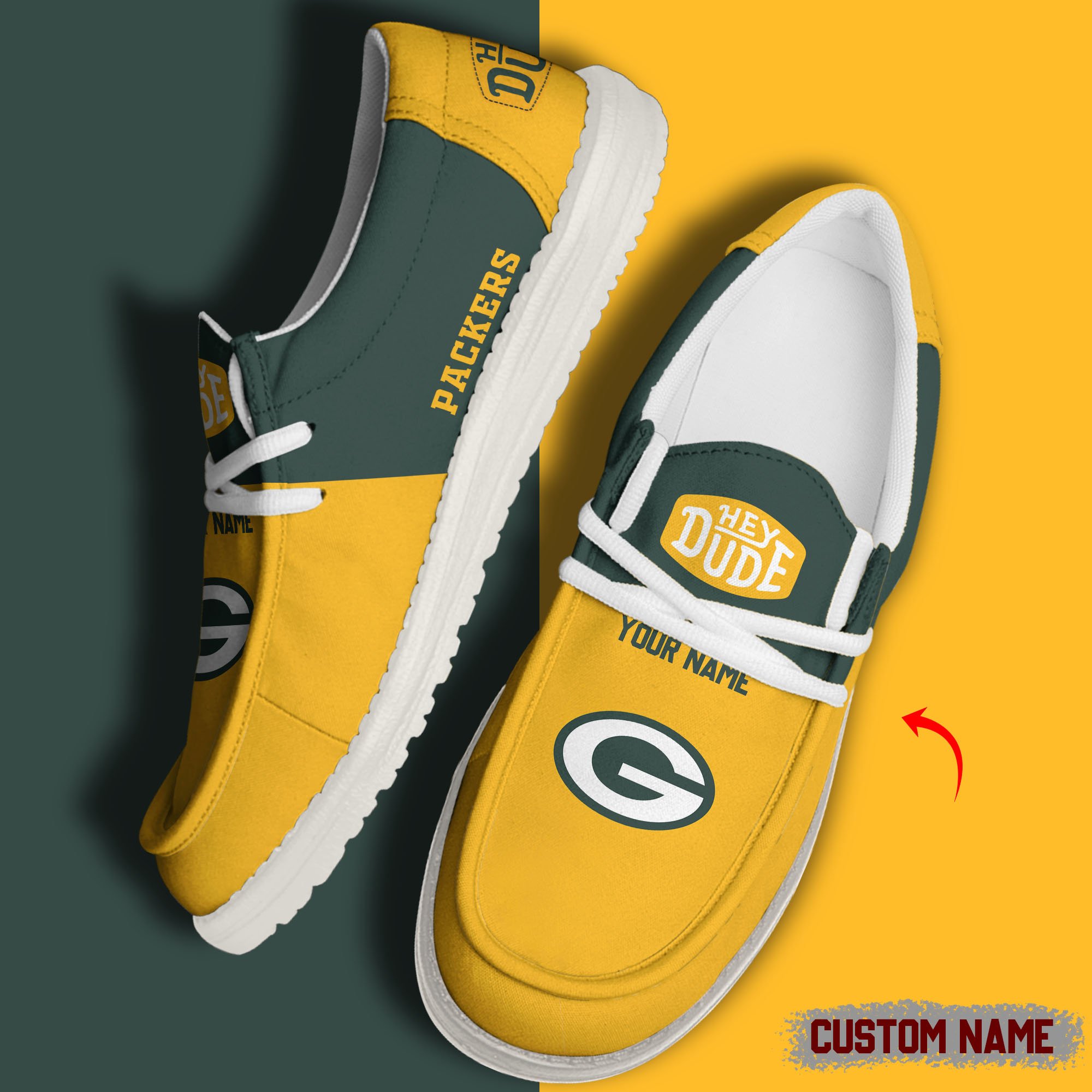 footwearelite green bay packers custom name hey dude shoes m50xk