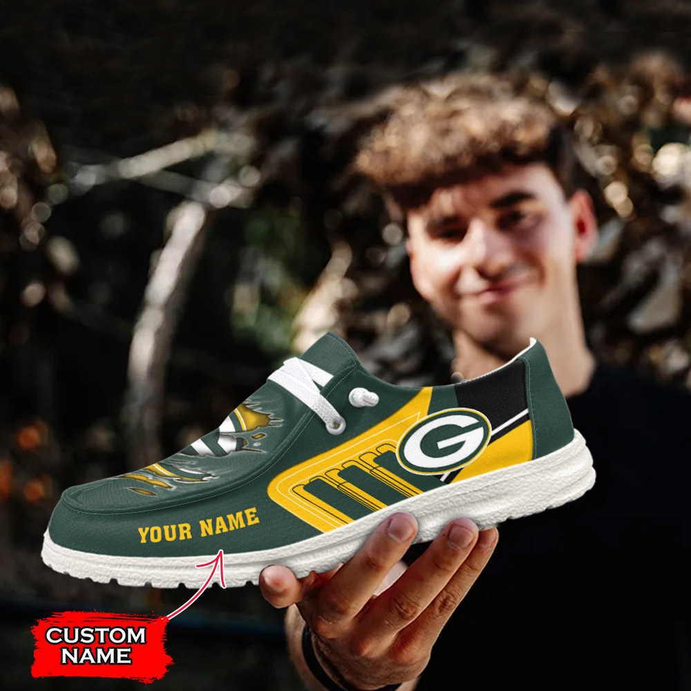 footwearelite green bay packers custom name hey dude shoes nevps