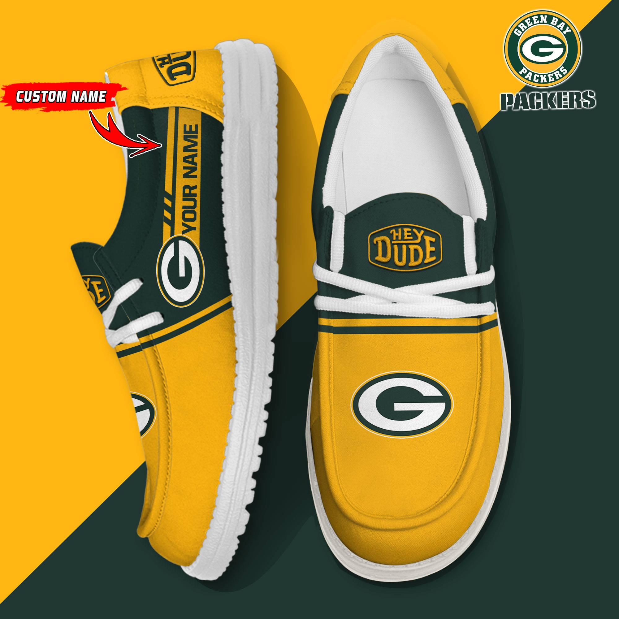 footwearelite green bay packers custom name hey dude shoes nsmbt