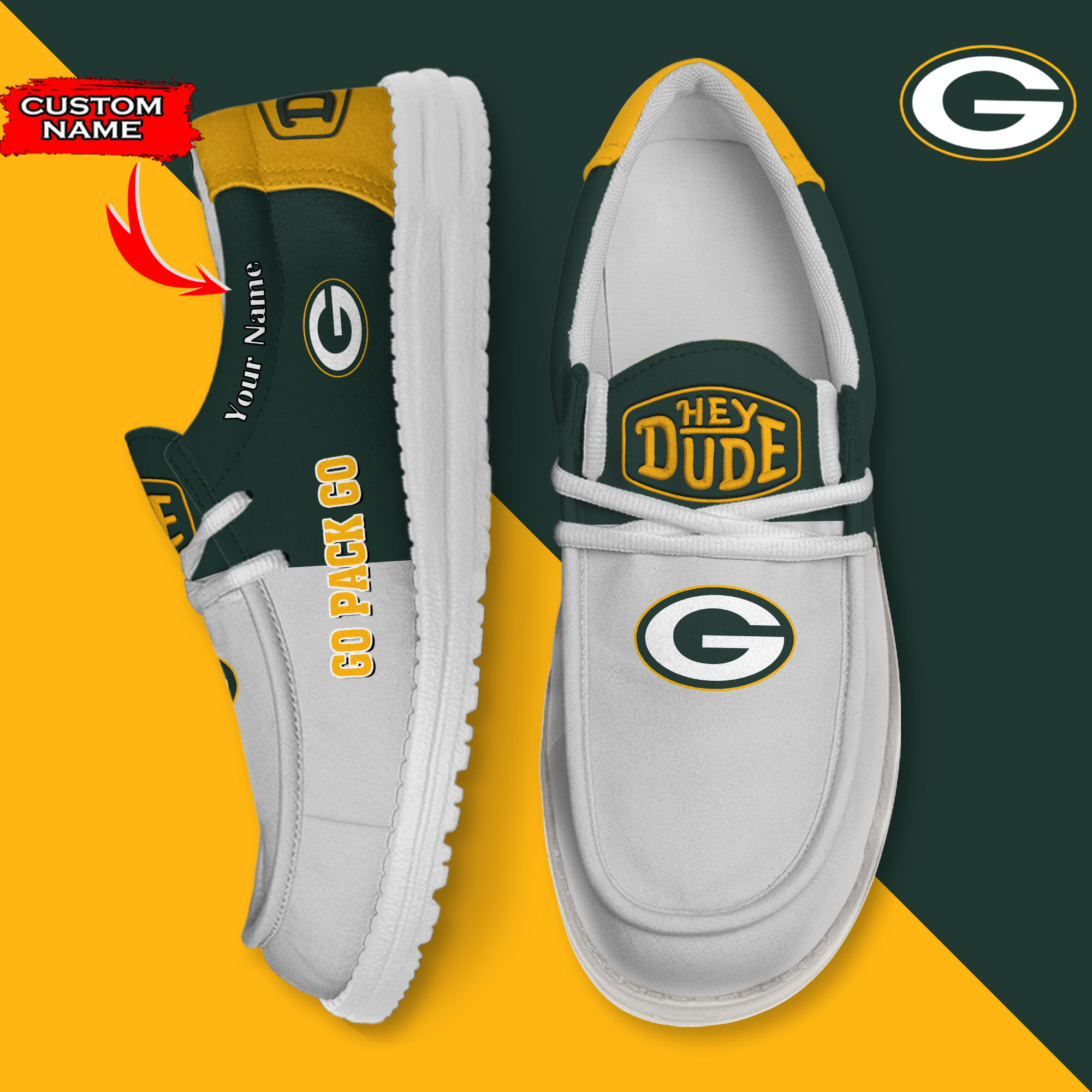 footwearelite green bay packers custom name hey dude shoes t1nfy