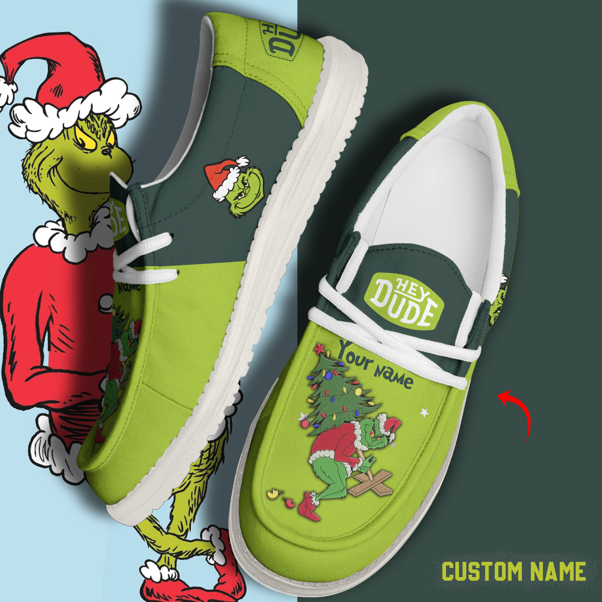 footwearelite grinch custom name hey dude shoes dc9fw